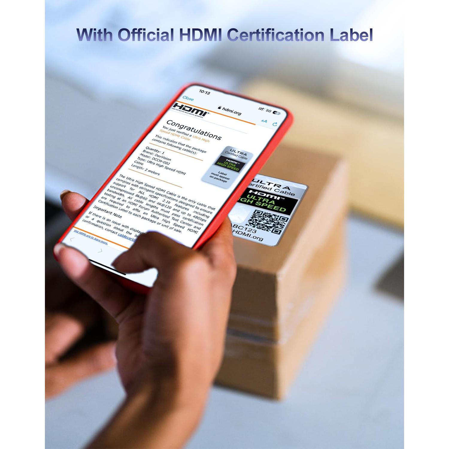 Cable HDMI 2.1 DavVision 1.01m Ultra Alta Velocidad 8K 60Hz