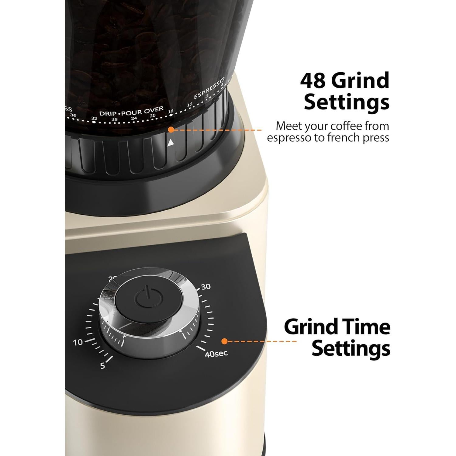 Molino de Granos de Café Aromaster 48 Configuraciones Acero Inoxidable