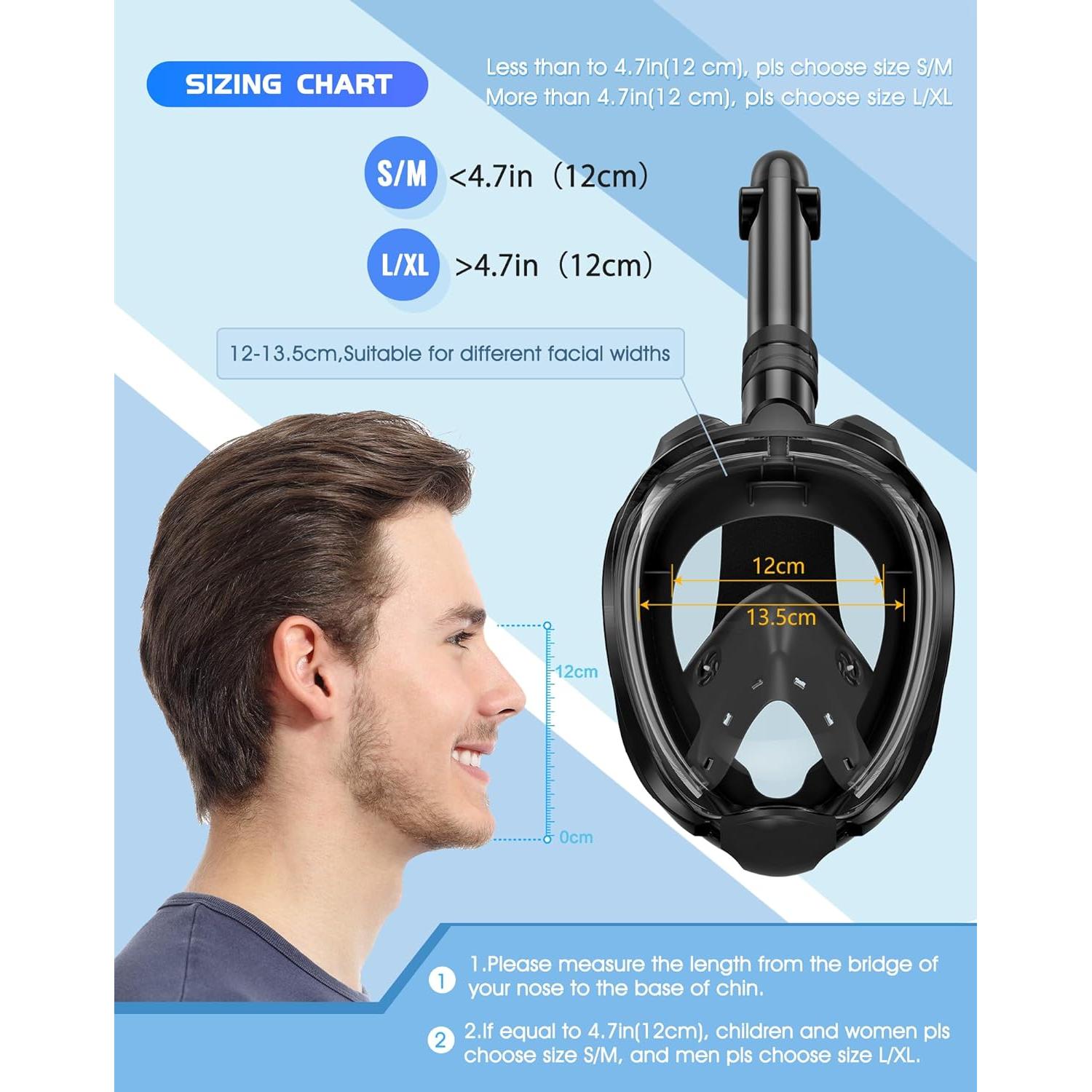 Máscara de Snorkel Greatever G2 Cara Completa 180° Antivaho