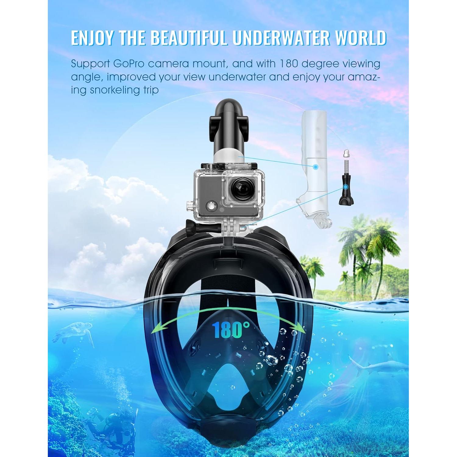 Máscara de Snorkel Greatever G2 Cara Completa 180° Antivaho