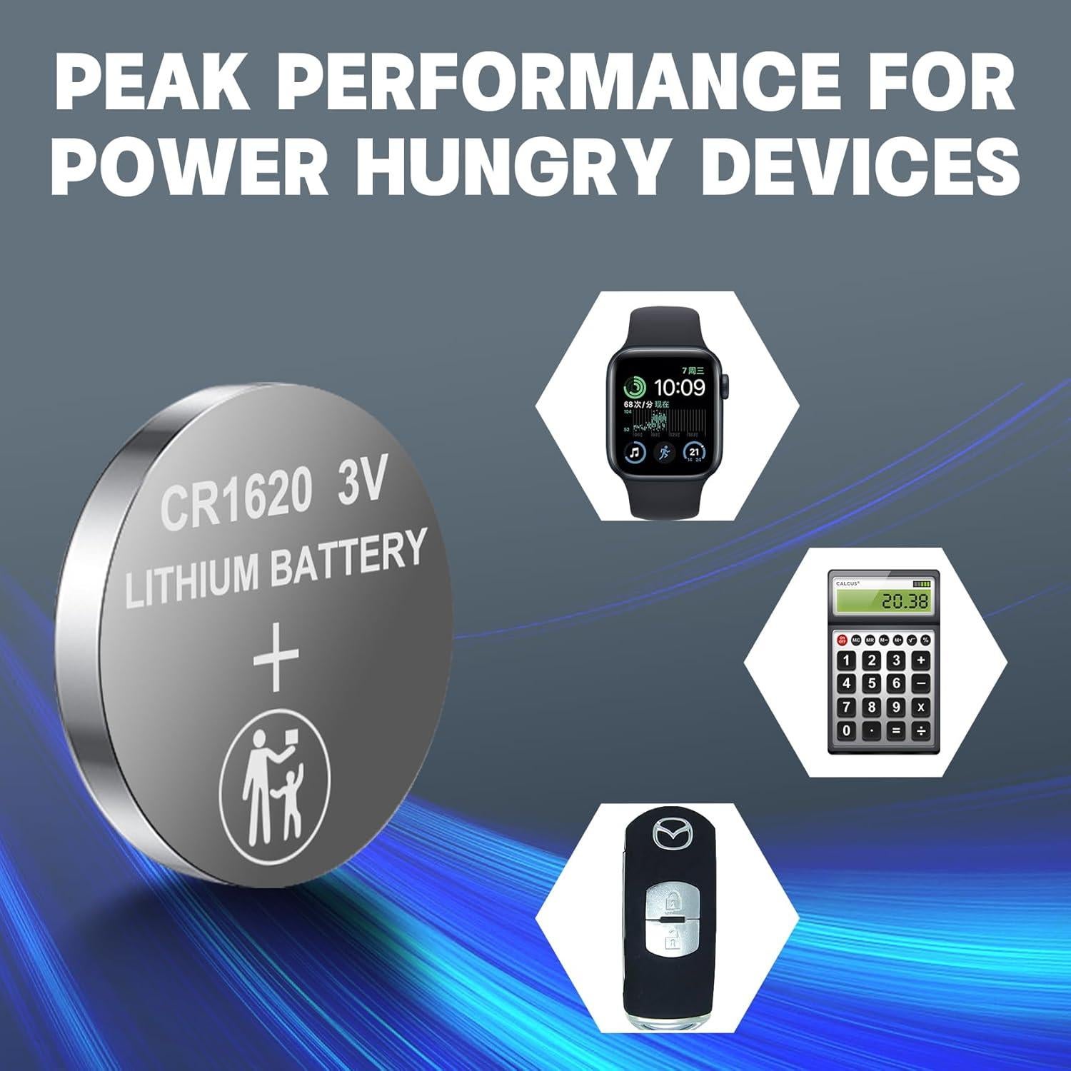 Baterías CR1620 Messule Paquete de 10 Células de Litio 3V