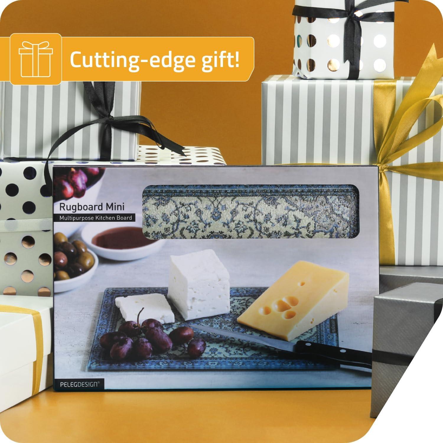 PELEG DESIGN Tempered Glass Cutting Board, 7.4" x 11" – Decorative Glass Cutting Board for Kitchen Counter, Heat & Shatter Resistant Chopping Board & Serving Tray, Magic Carpet Design (Rugboard)