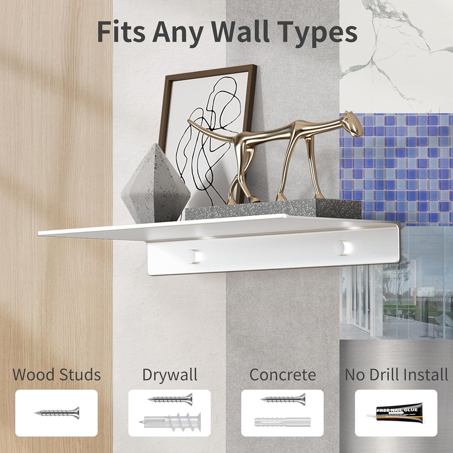 Estante Flotante de Metal Danpoo 30.48 cm Plata para Pared