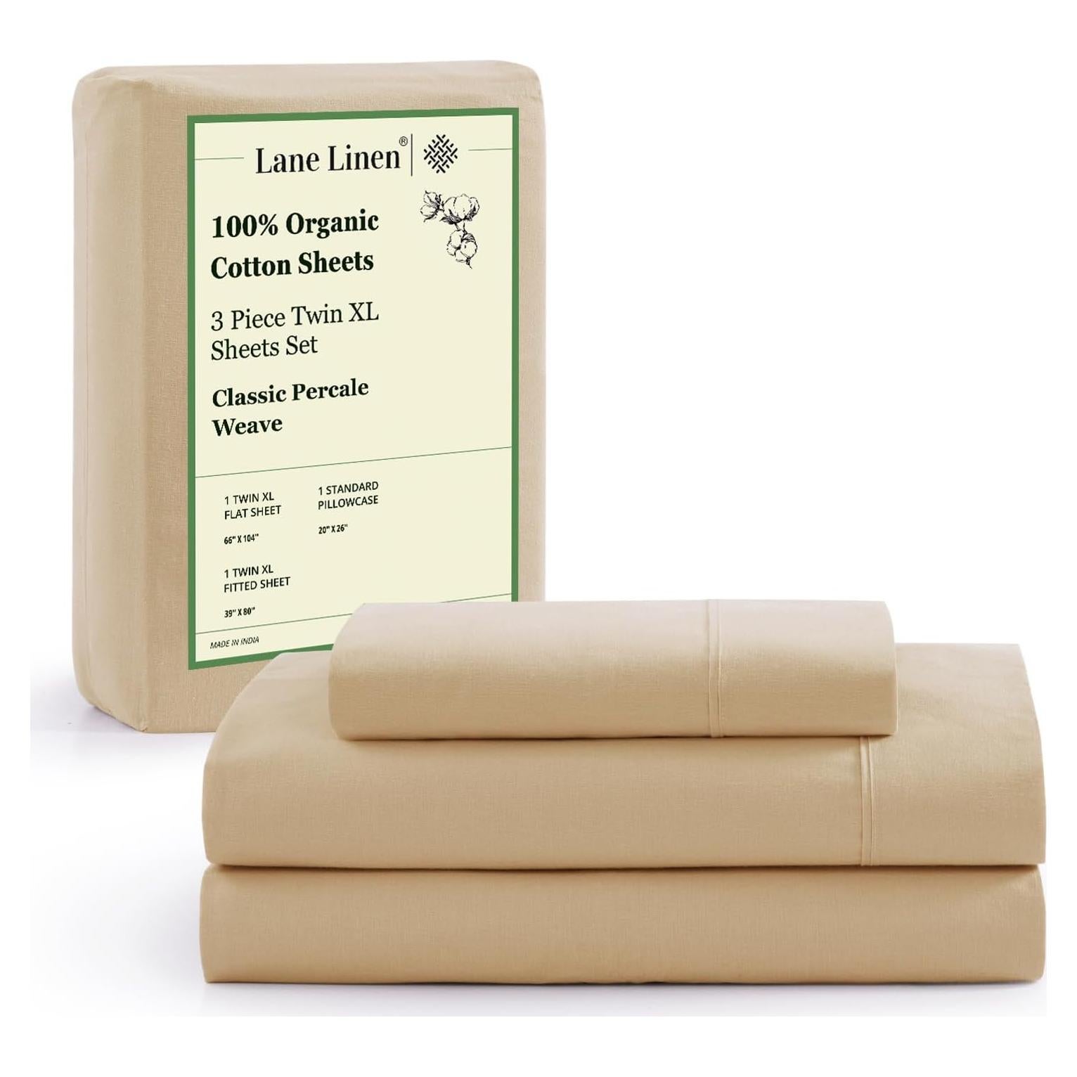 Juego de Sábanas Twin XL Lane Linen 100% Algodón Orgánico