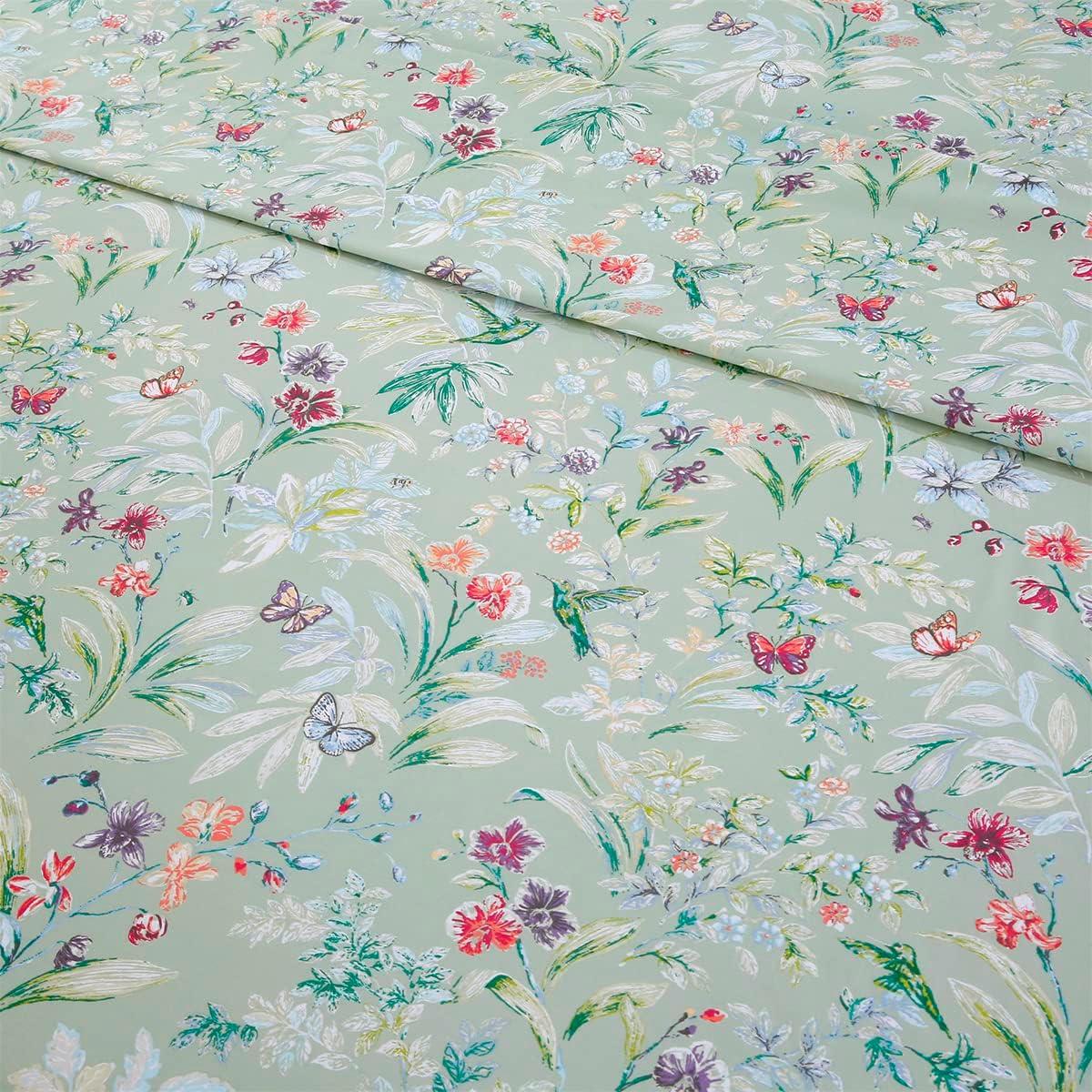 Juego de Sábanas King URBONUR Floral Verde 4 Piezas Algodón