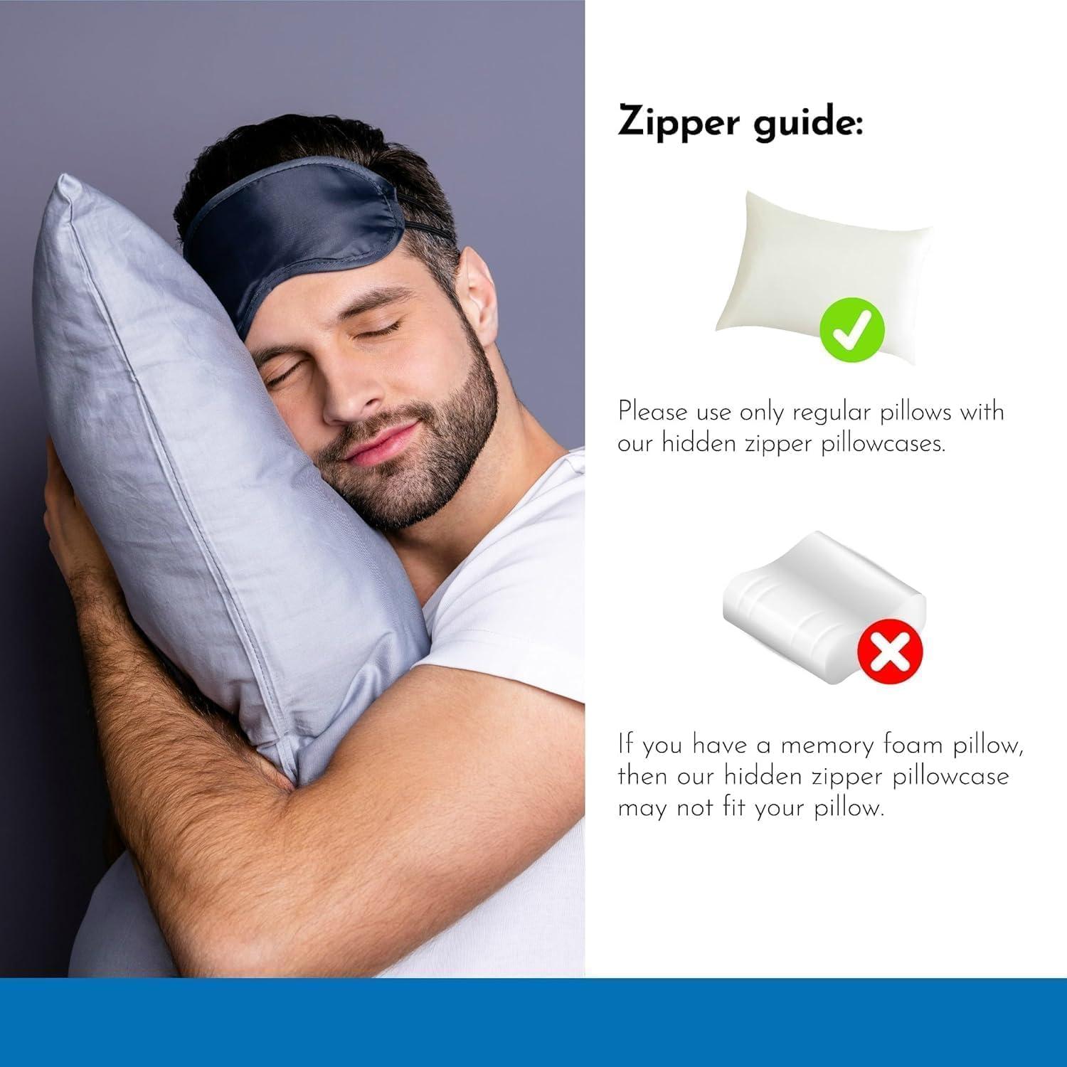 Fundas de Almohada Queen Vegan Silk - 100% Viscosa de Bambú - Juego de 2 Refrigerantes con Cremallera