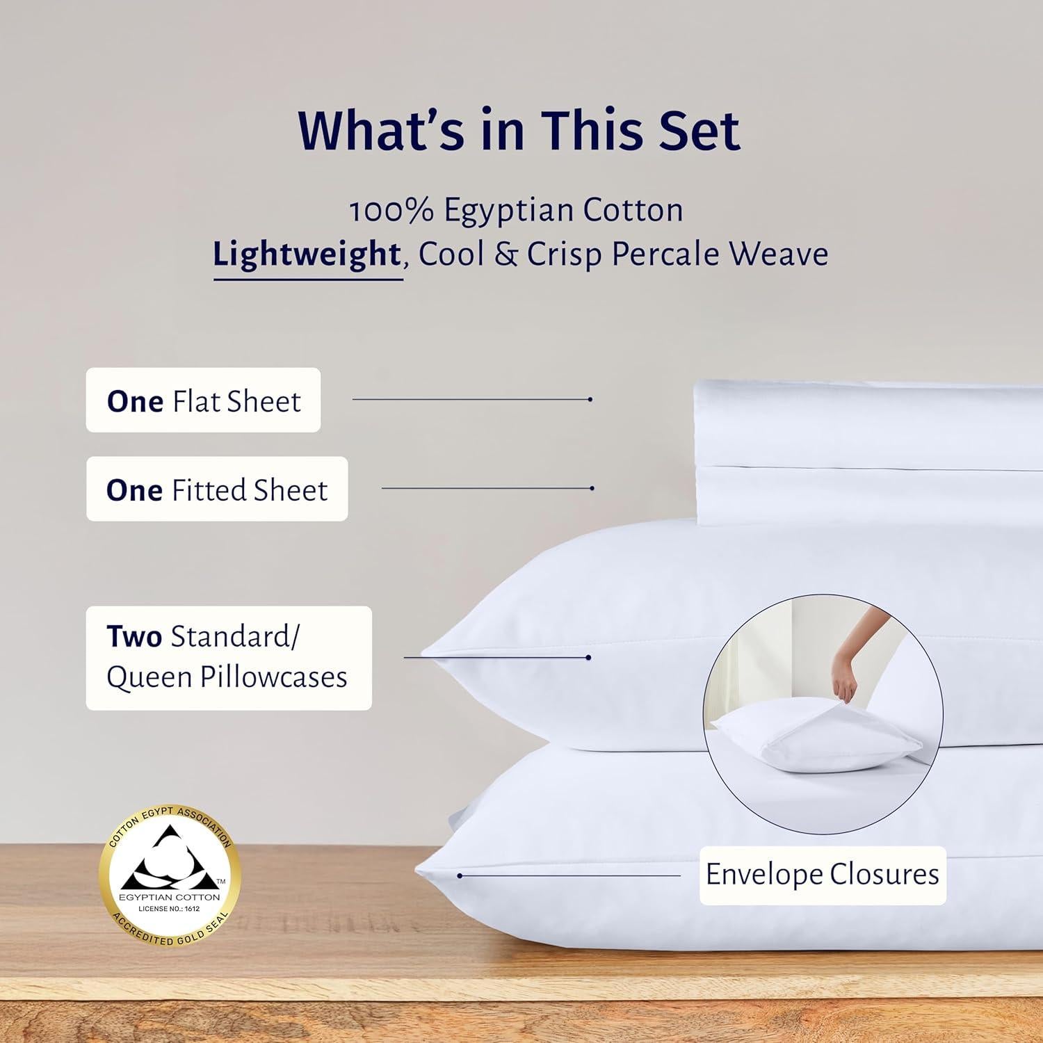 Conjunto de Sábanas Queen California Design Den 100% Algodón Egipcio