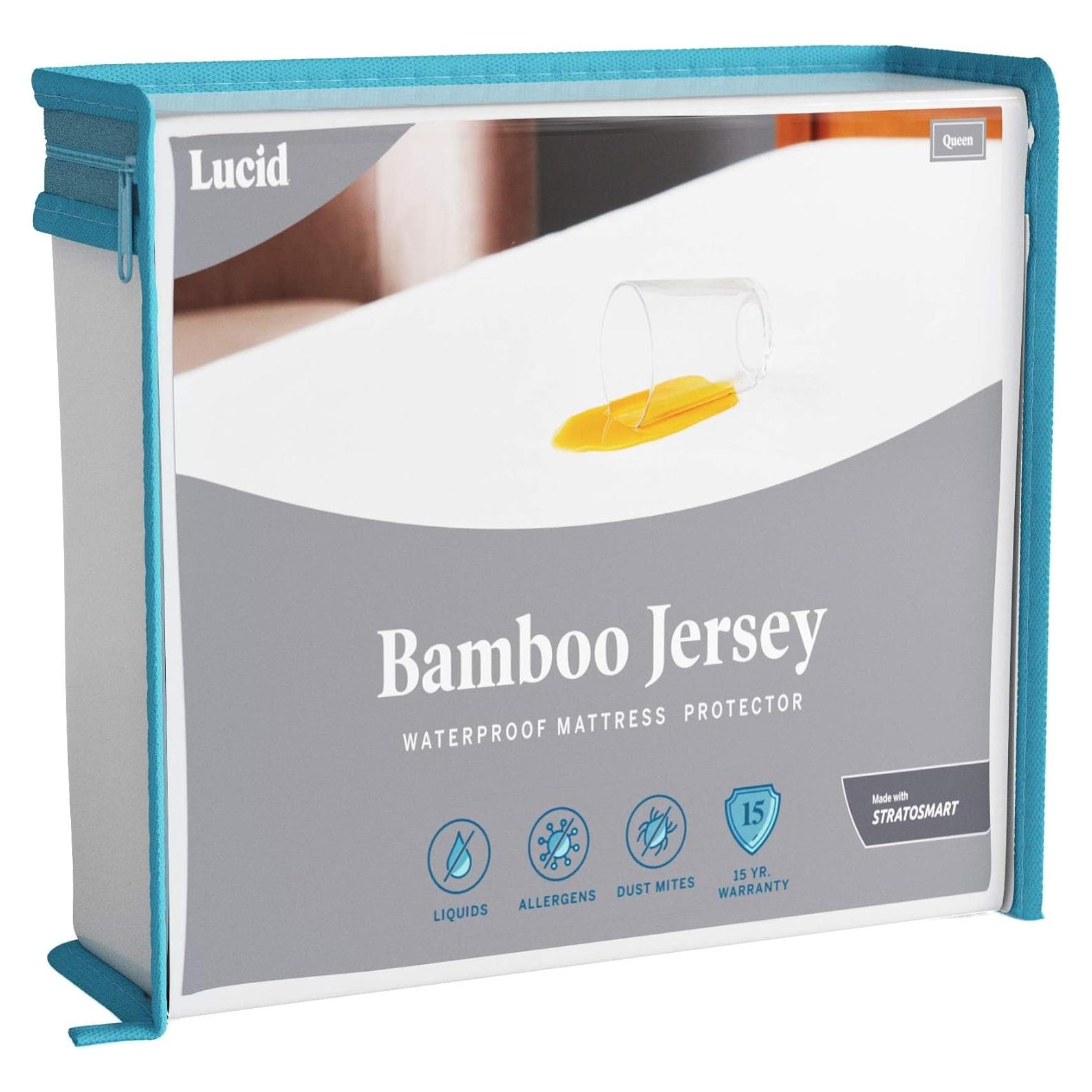 Protector de colchón LUCID de rayón de bambú impermeable Queen