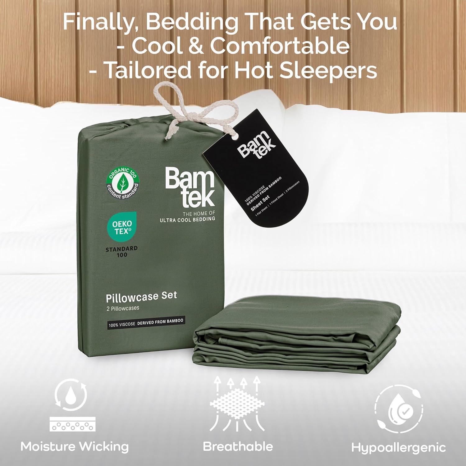 Juego de Fundas de Almohada Queen Bamtek 100% Viscosa de Bambú