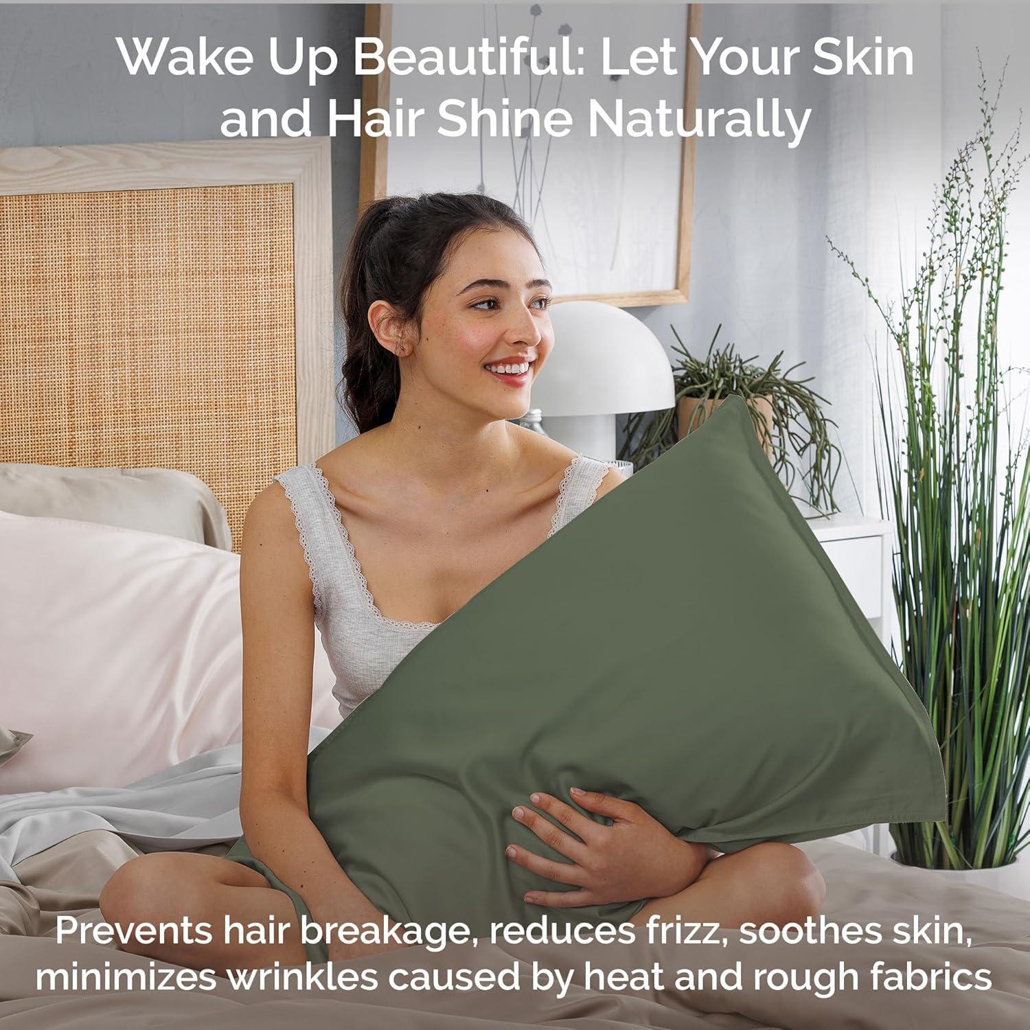 Juego de Fundas de Almohada Queen Bamtek 100% Viscosa de Bambú