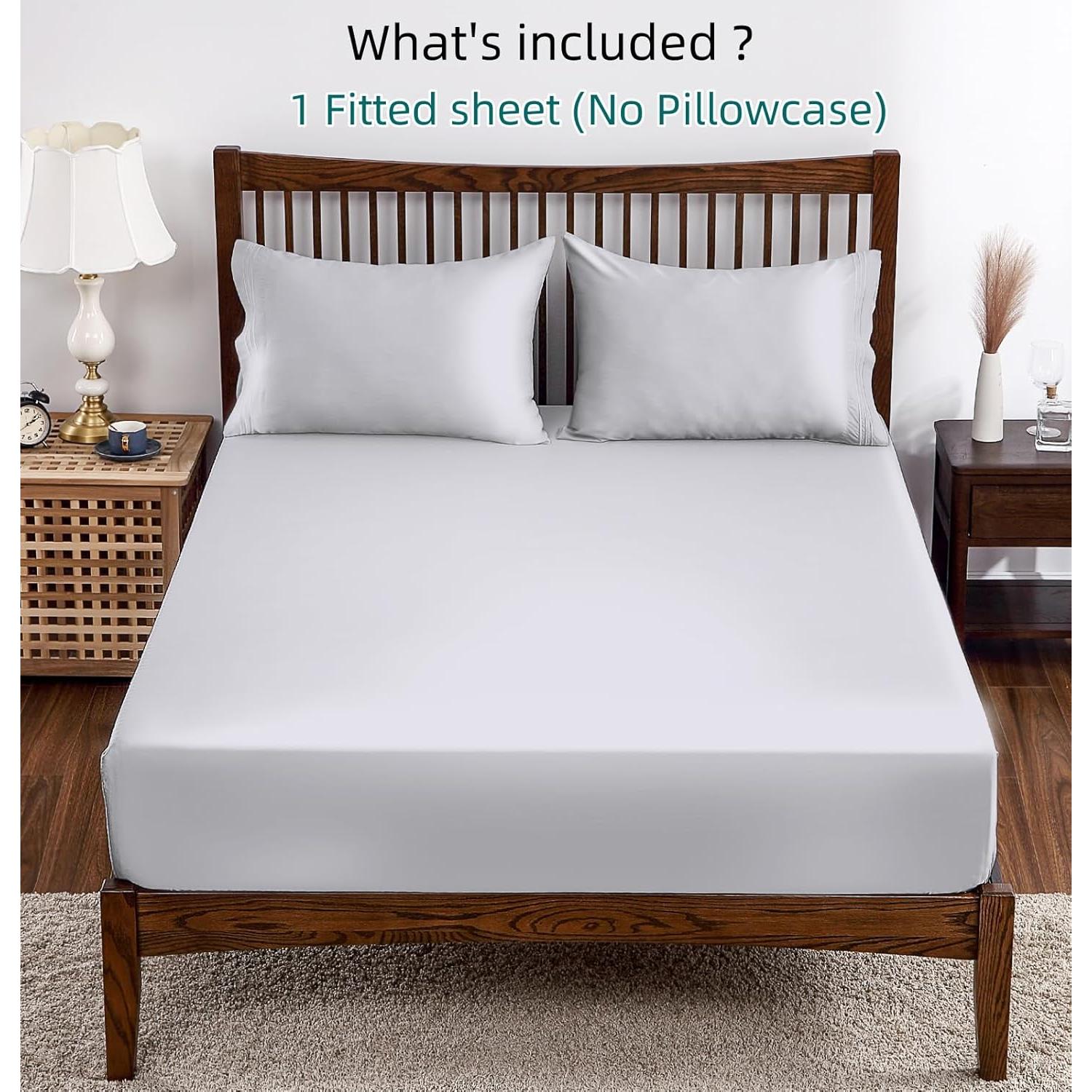 Sábana Ajustable Queen Shunjie.Home Viscosa Bambú 400 Hilos Gris