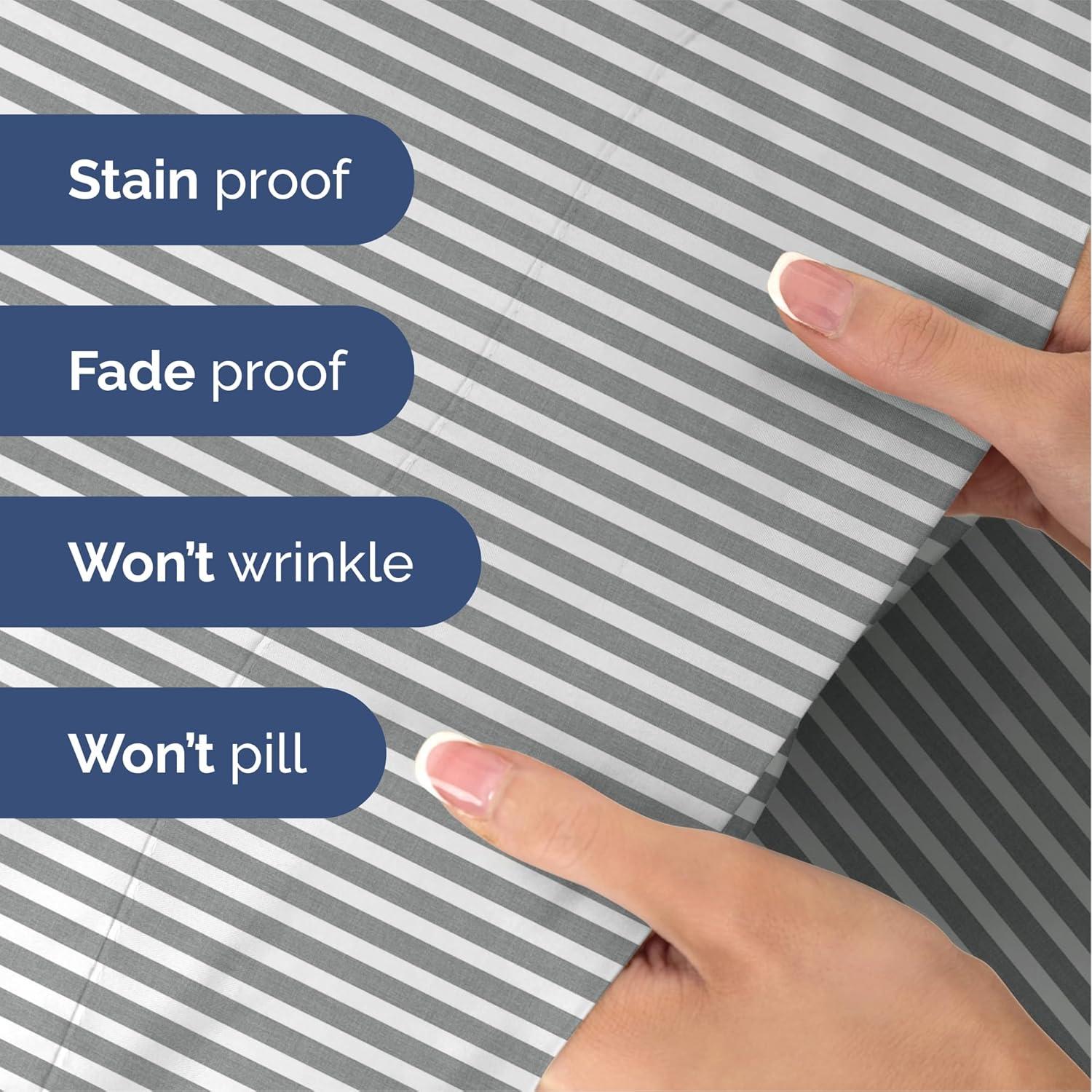 Juego de Sábanas Queen 4 Piezas CGK Unlimited Microfibra Rayas Grises