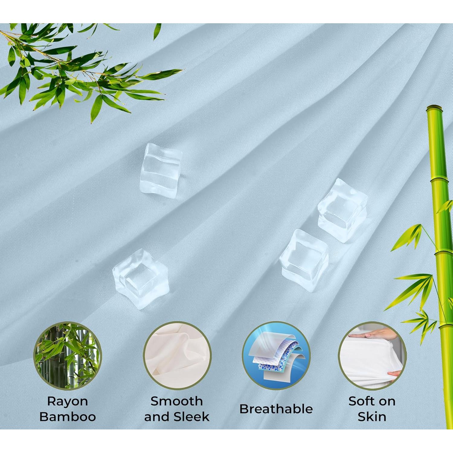 Sábana Ajustable Royale Linens Rayón de Bambú Reina Azul Lago