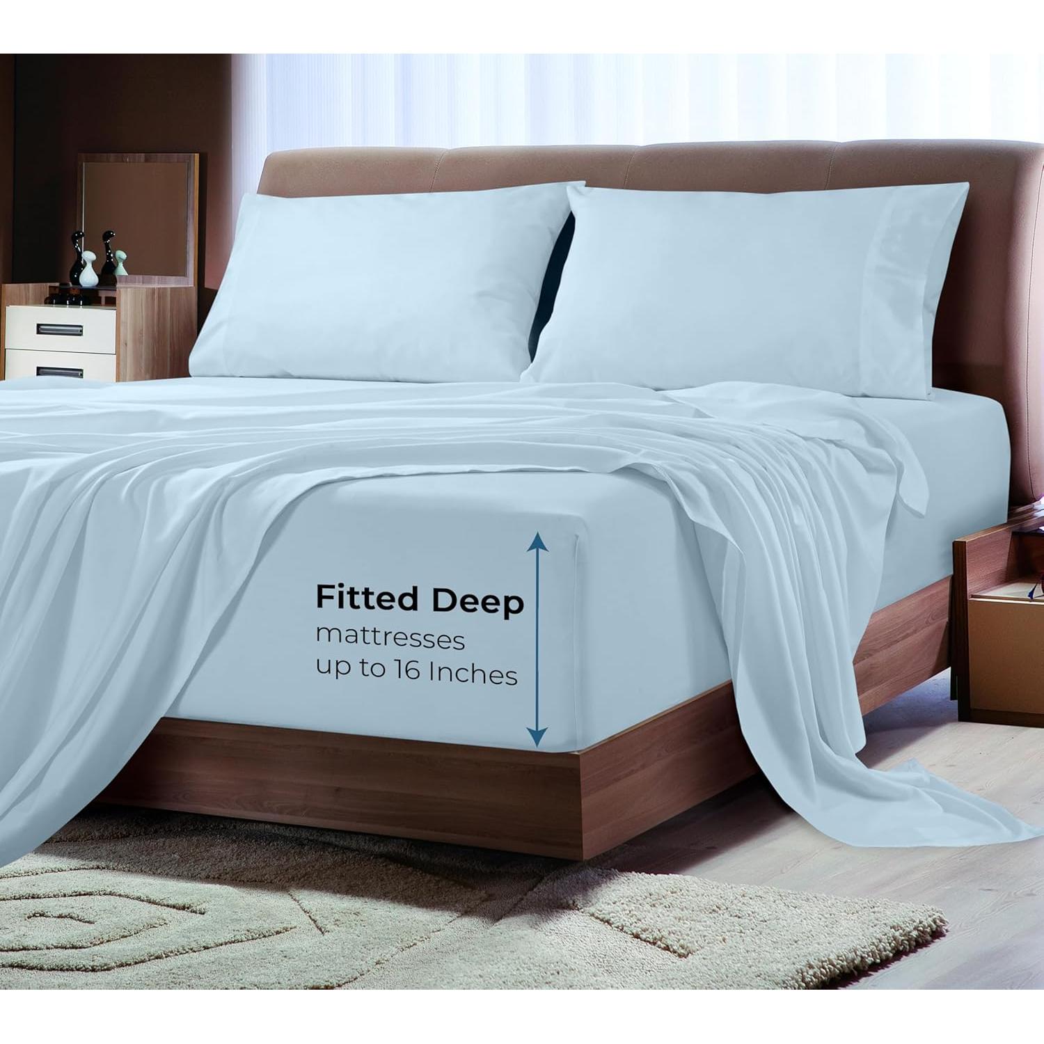 Sábana Ajustable Royale Linens Rayón de Bambú Reina Azul Lago