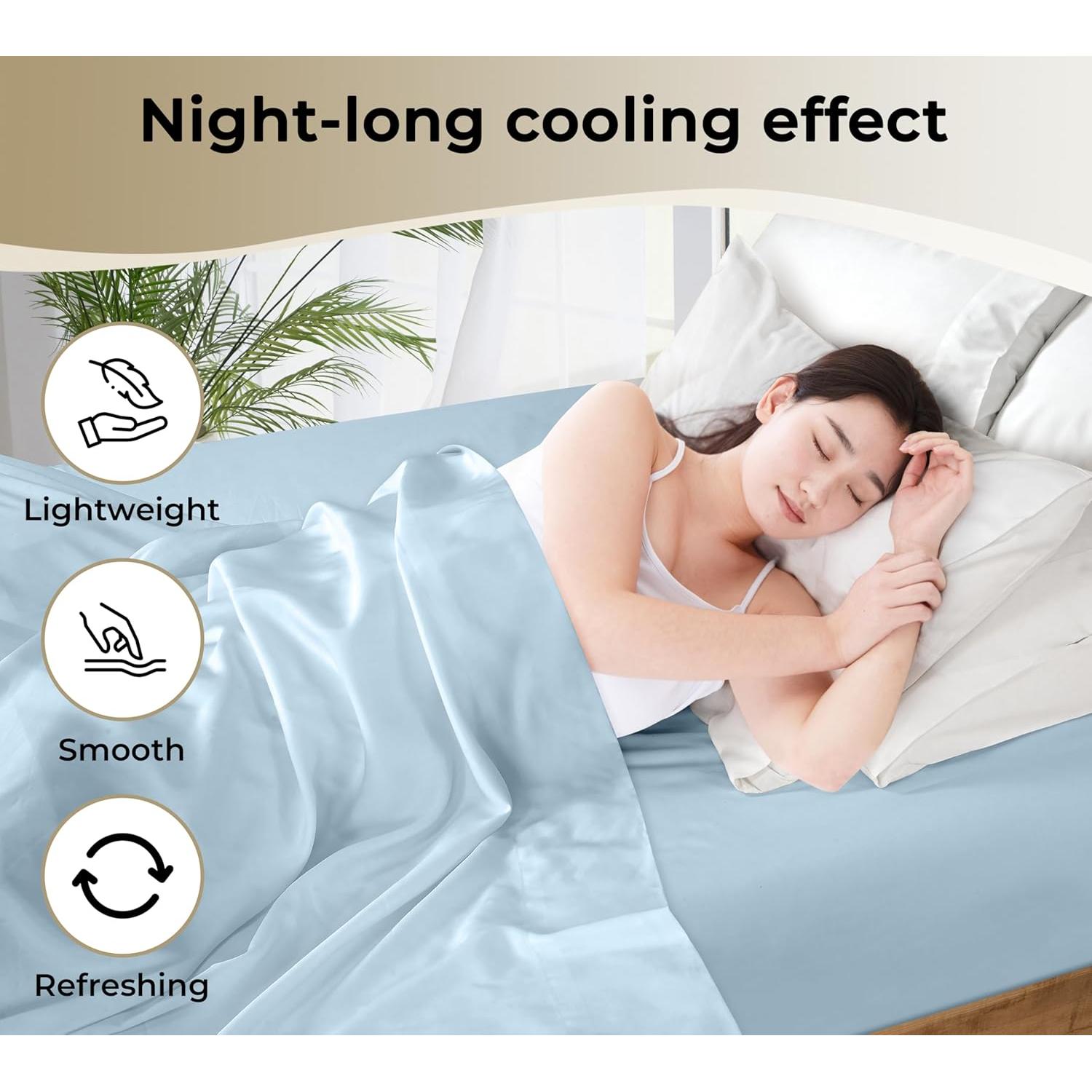 Sábana Ajustable Royale Linens Rayón de Bambú Reina Azul Lago