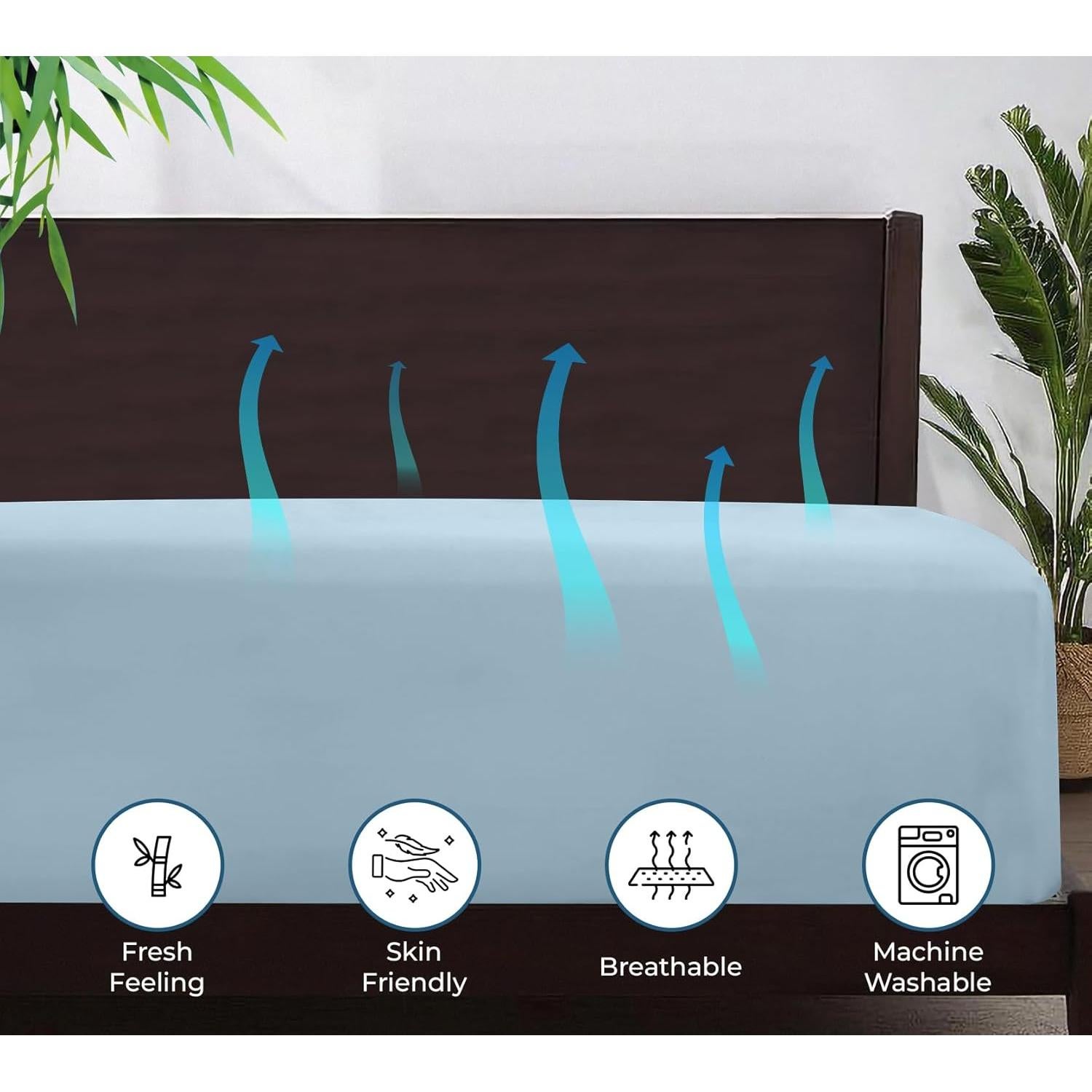 Sábana Ajustable Royale Linens Rayón de Bambú Reina Azul Lago