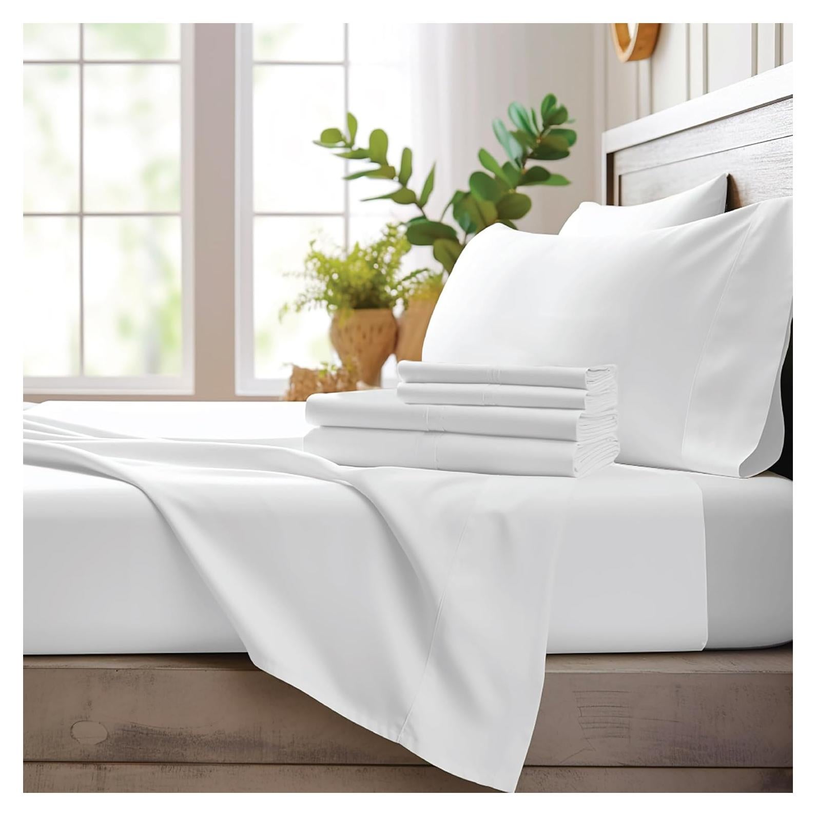 Juego de Sábanas Queen 4 Piezas Bamboo Bay 100% Viscosa Blanca