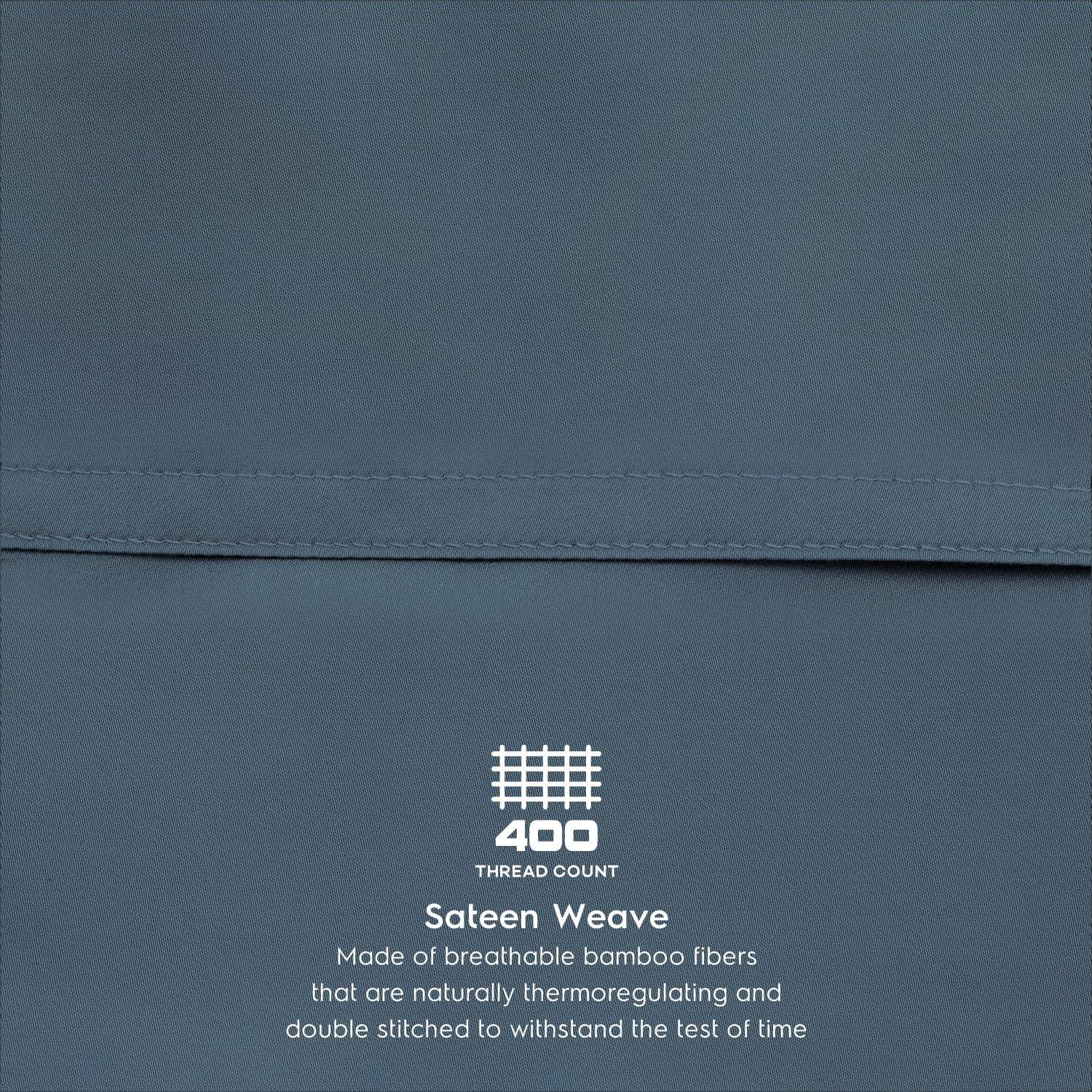 Juego de Fundas de Almohada Tafts Queen 100% Viscosa Bambú Azul