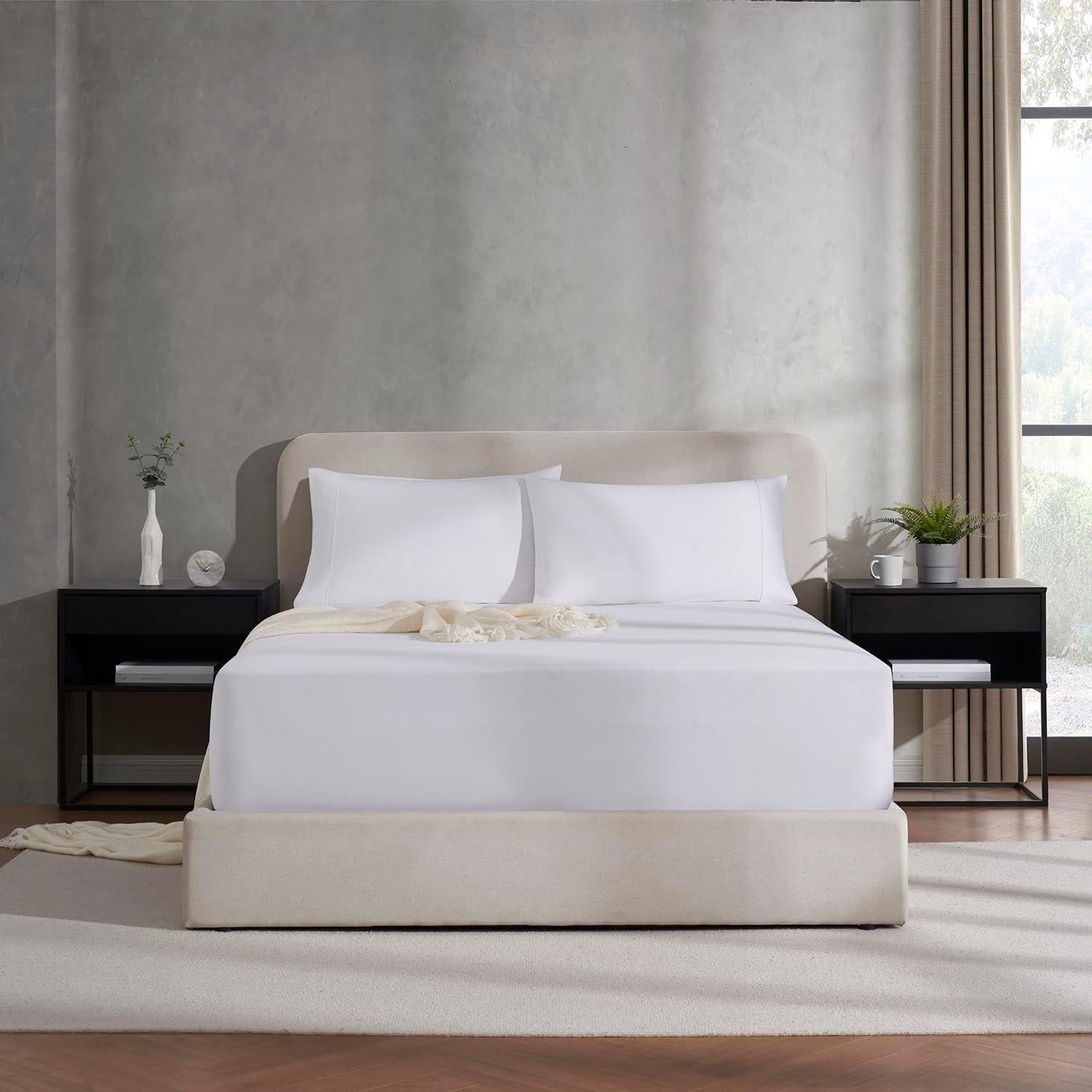 Sábana Ajustable Reina Nestl Blanca 24" Profunda Microfibra