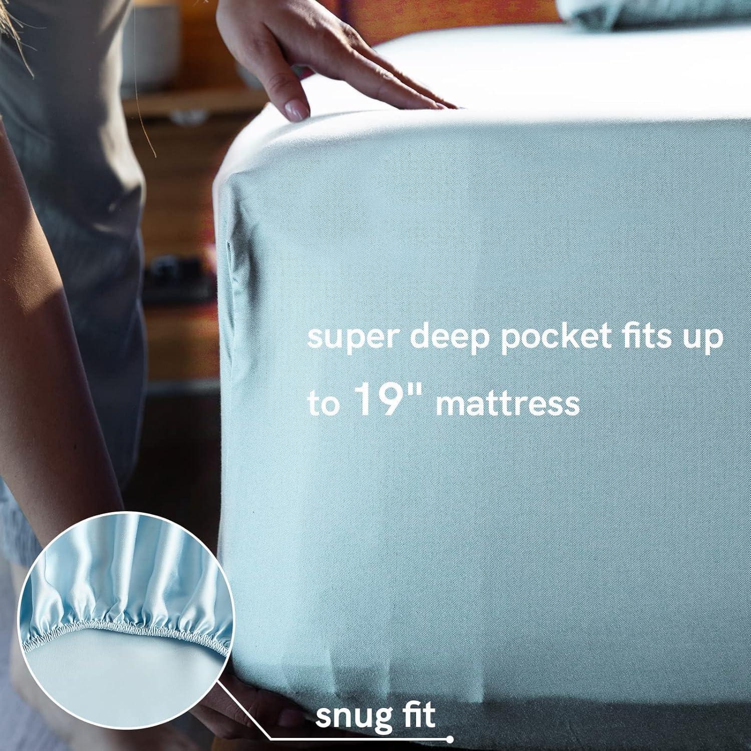 Conjunto de Sábanas Cooling YnM Reina 4 Piezas Rayón Bambú Azul