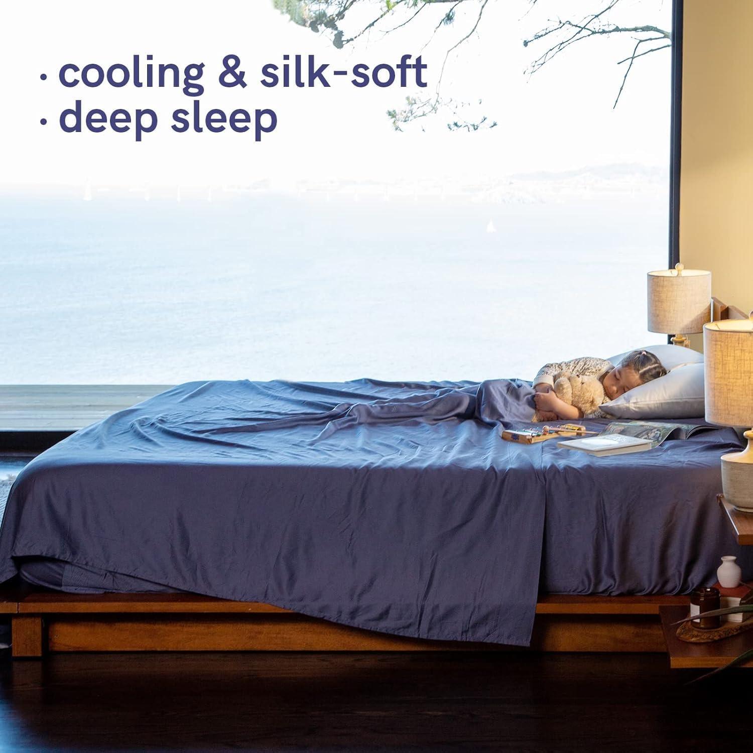 Conjunto de Sábanas Cooling YnM Reina 4 Piezas Rayón Bambú Azul