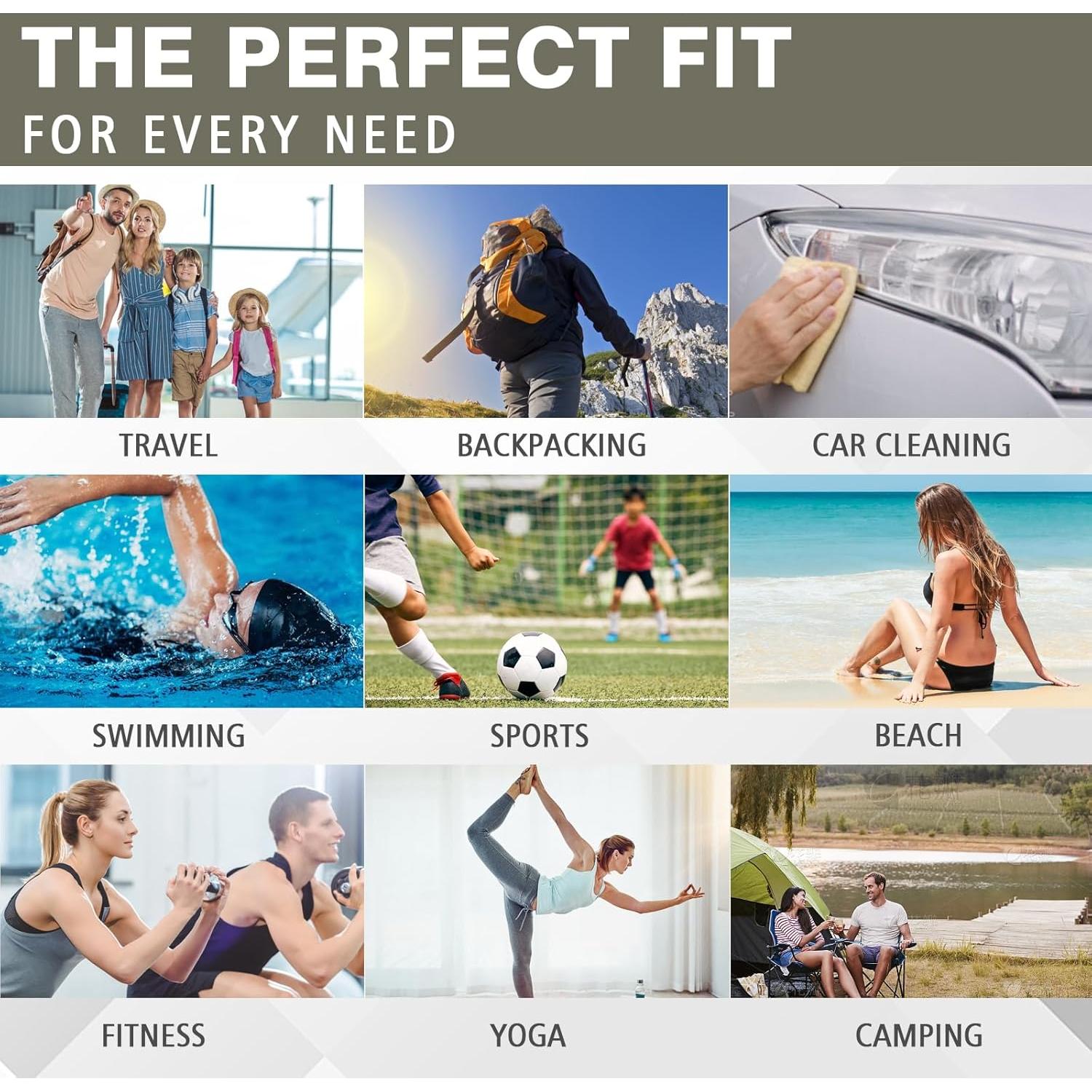 Toalla de Camping Vnoss 3 Tamaños Microfibra Verde Militar