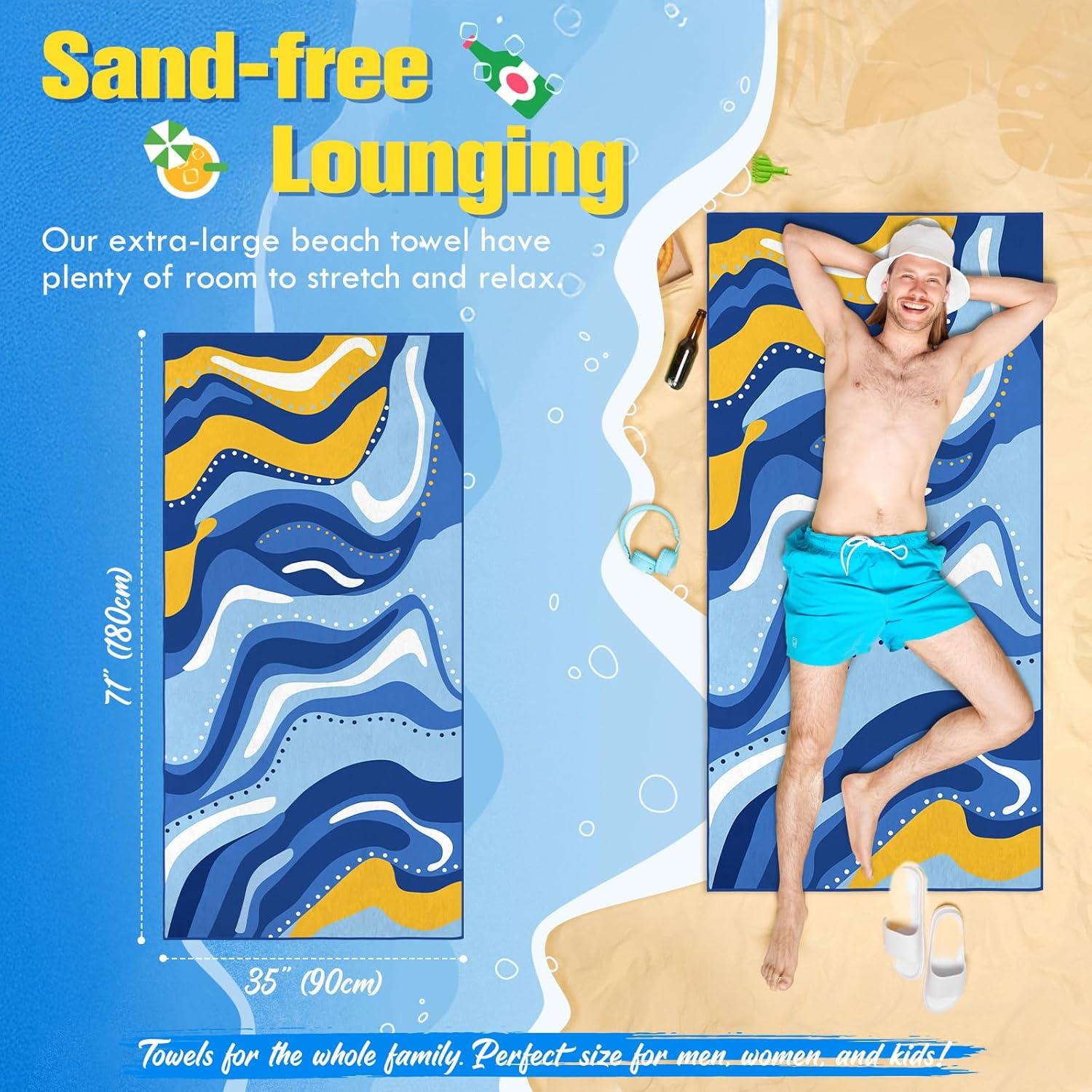 Toalla de Playa Microfibra Queenshin 180x90 cm Secado Rápido