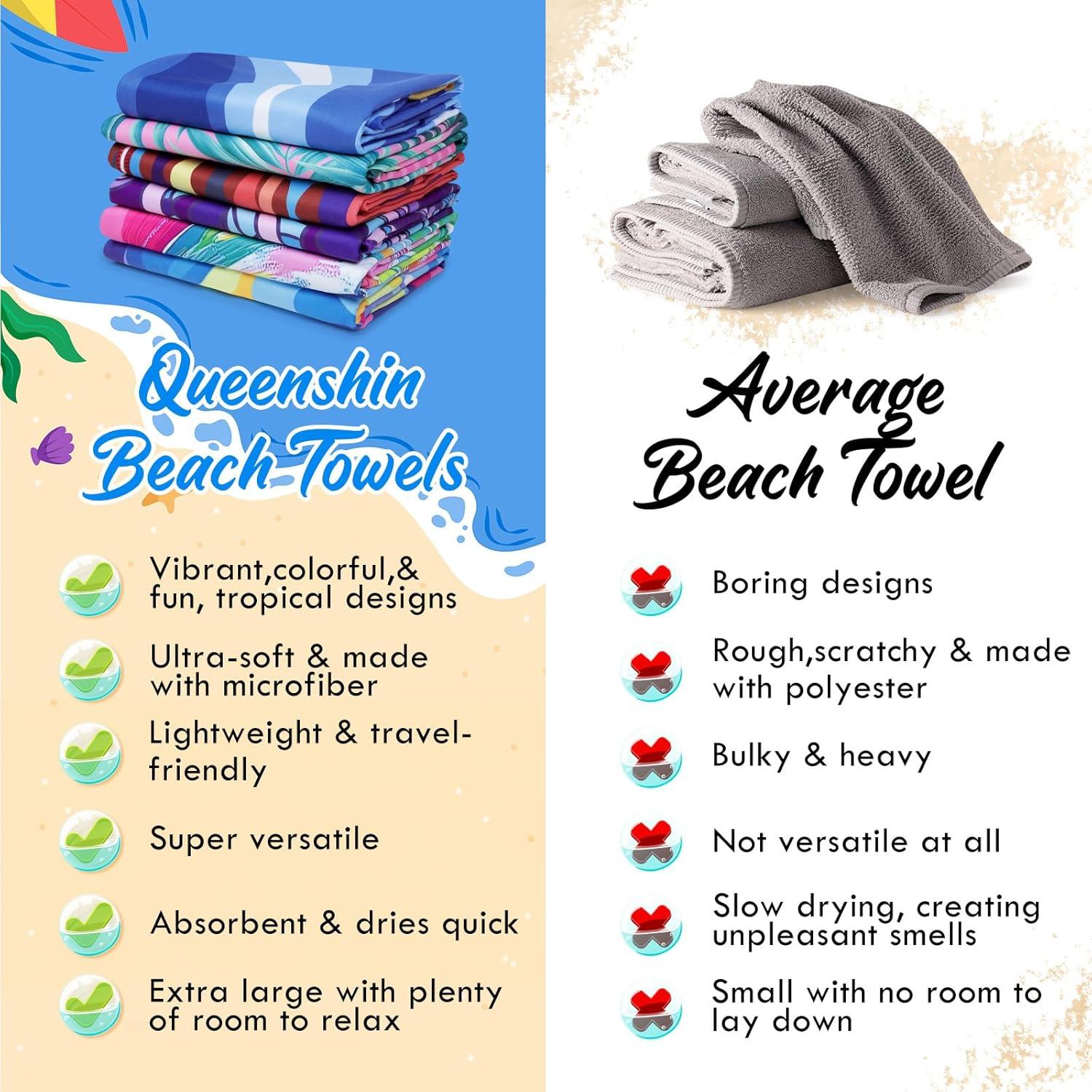 Toalla de Playa Microfibra Queenshin 180x90 cm Secado Rápido
