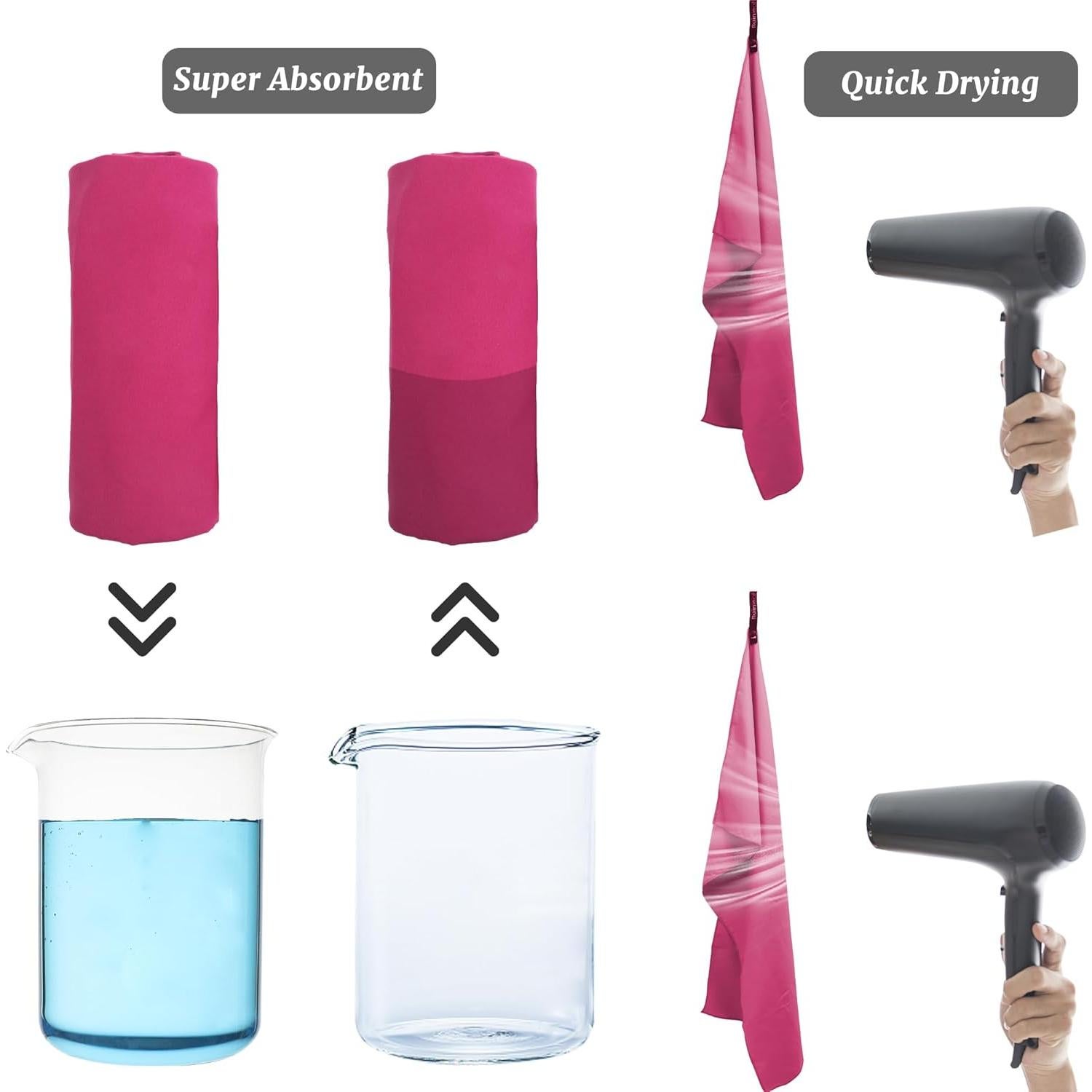 Toalla de viaje microfibra Rainleaf 2 Pack 76x152cm y 41x81cm