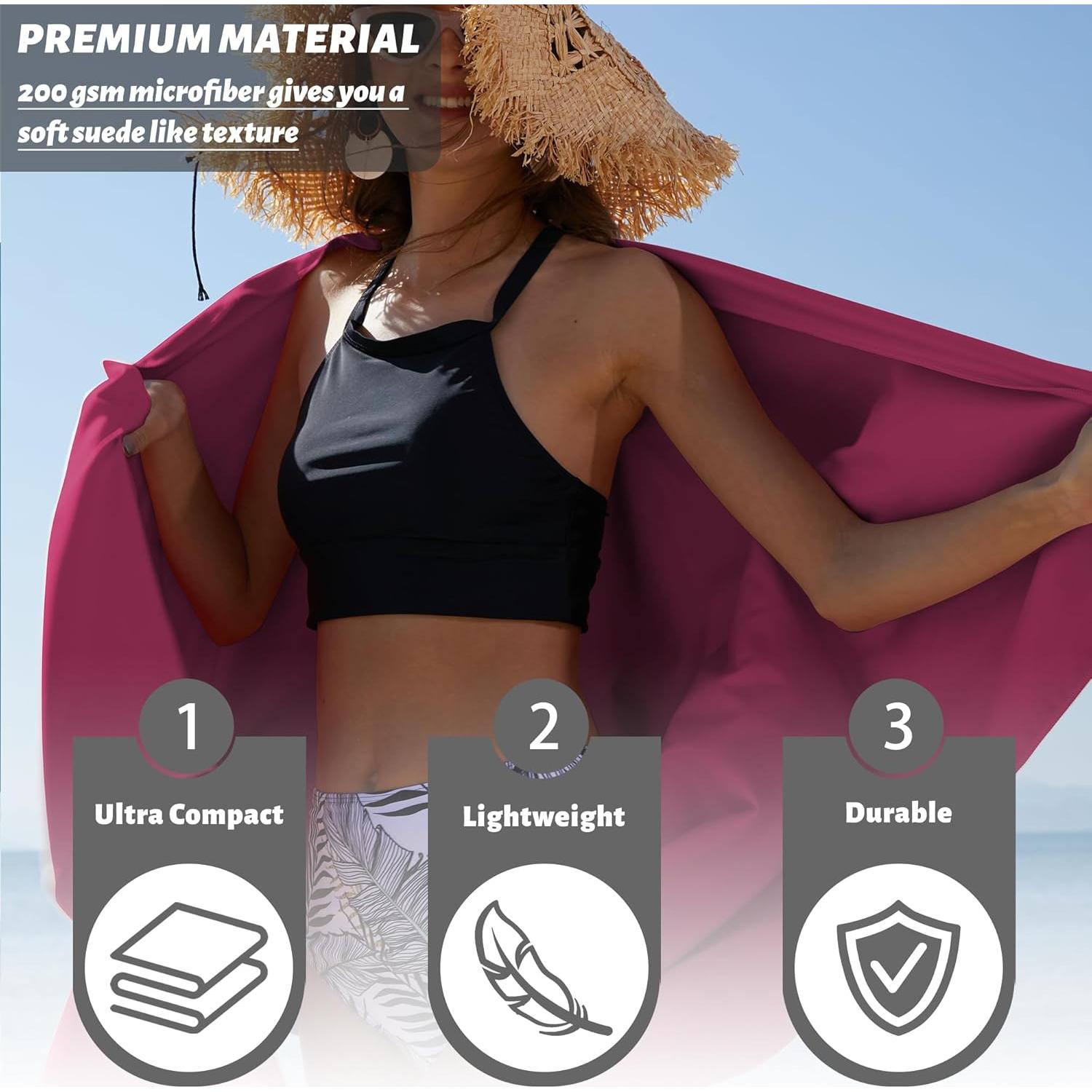 Toalla de viaje microfibra Rainleaf 2 Pack 76x152cm y 41x81cm