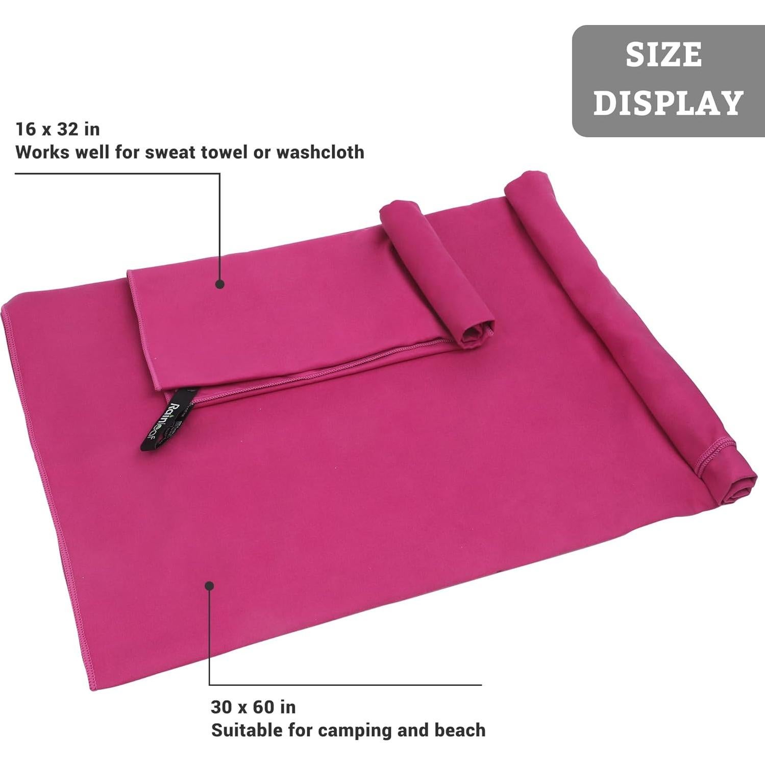 Toalla de viaje microfibra Rainleaf 2 Pack 76x152cm y 41x81cm