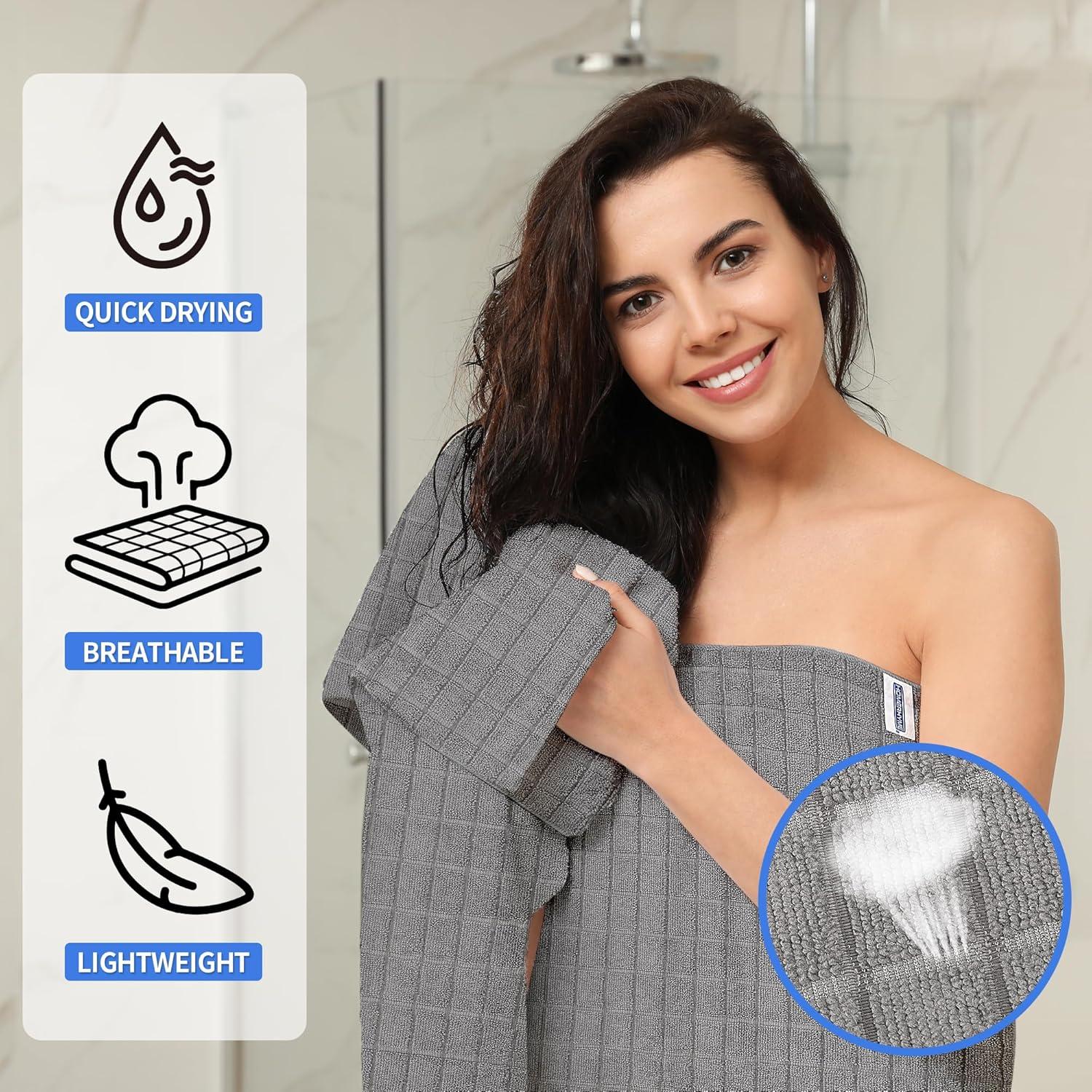 Toallas de Baño Microfibra HOMERHYME 2 Piezas 56x122 cm Gris