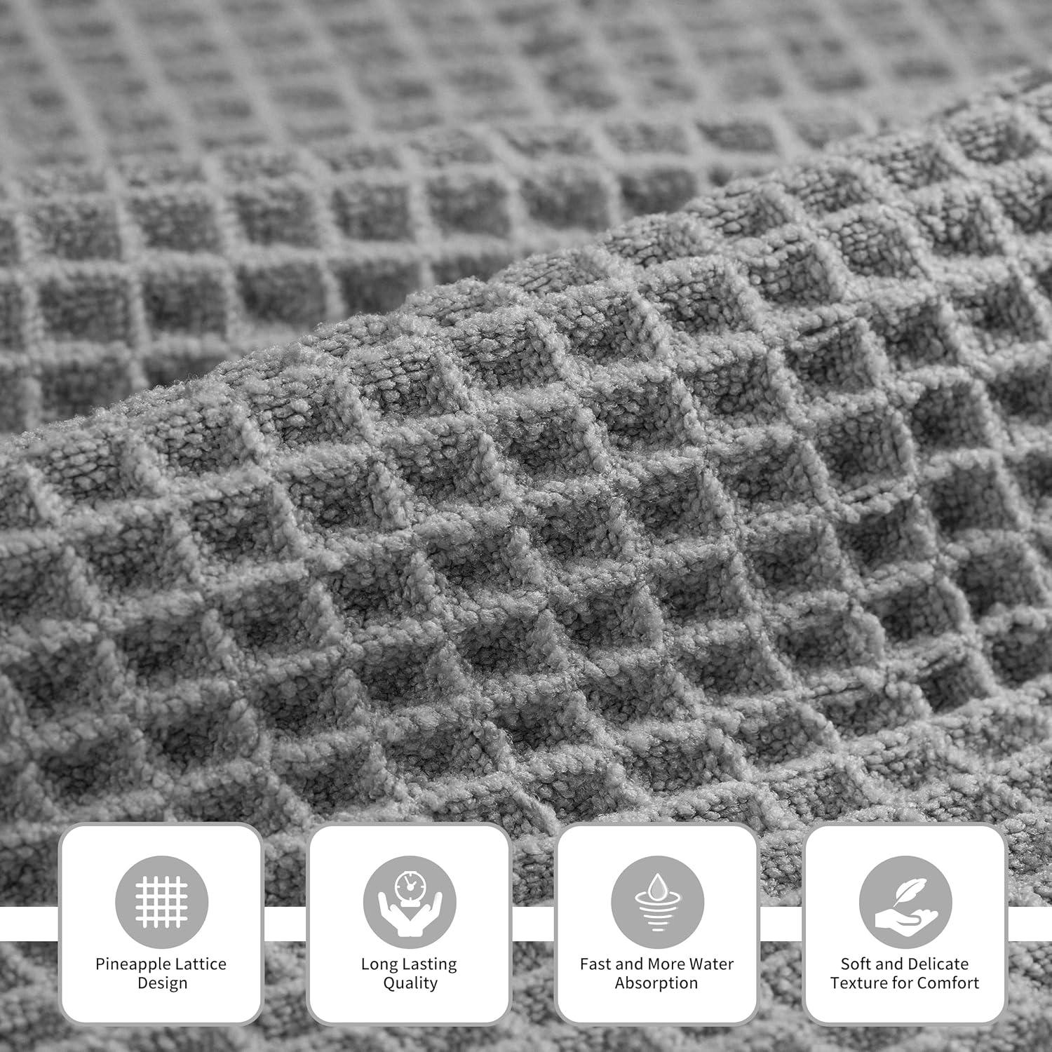 Conjunto de Toallas de Baño Microfibra Gris 3 Piezas Waffle