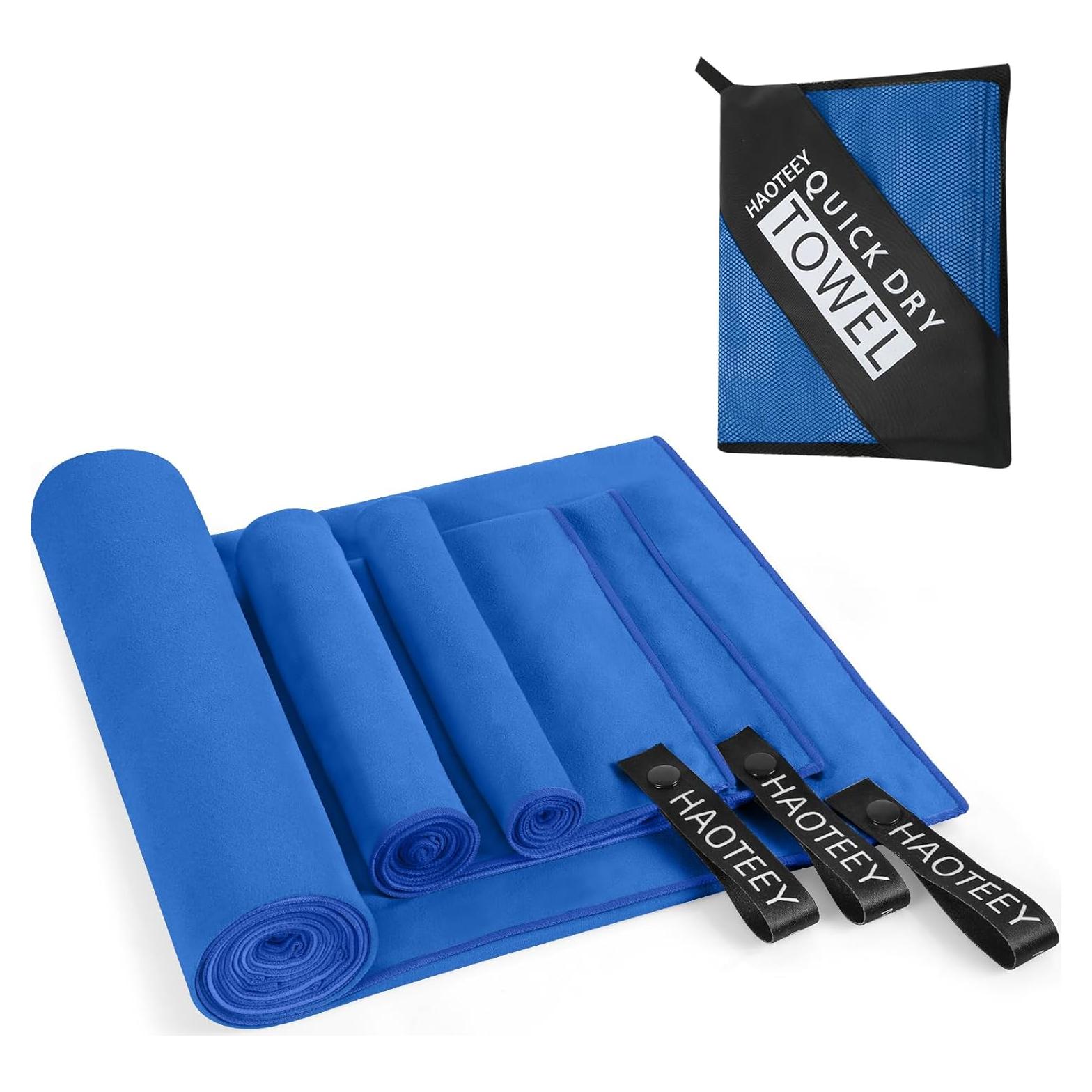 Toalla de Secado Rápido Haoteey 3 Tamaños Microfibra Azul