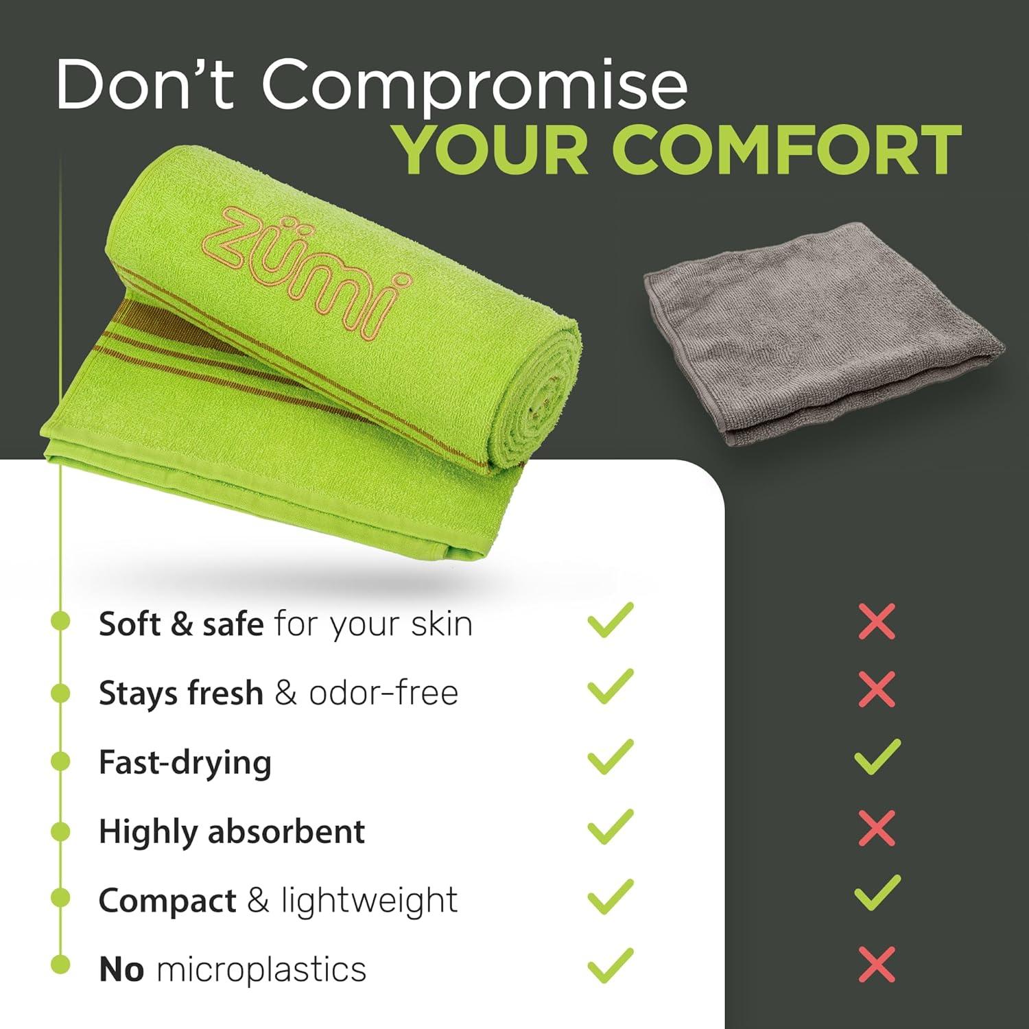 Toalla de Viaje Zumi 100% Algodón Verde Grande Secado Rápido