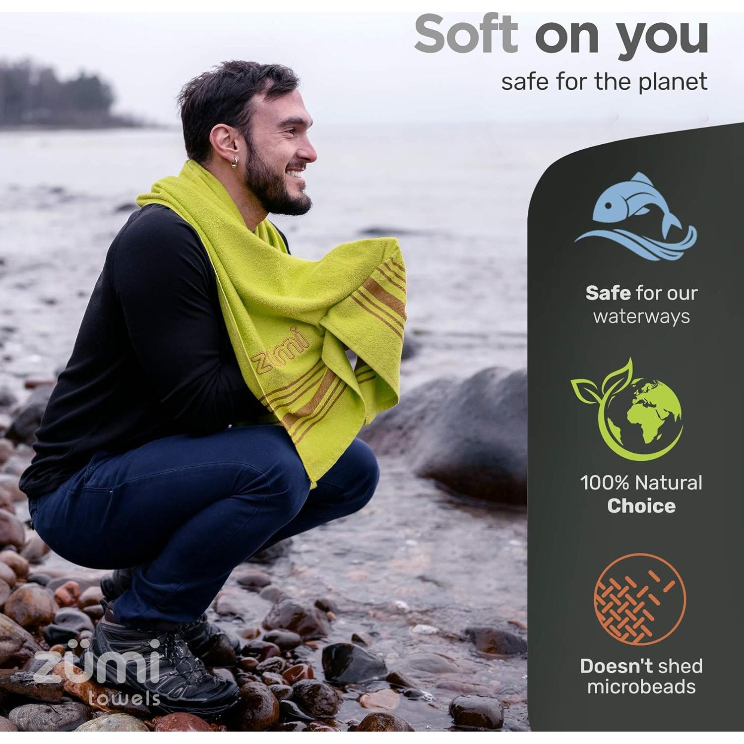 Toalla de Viaje Zumi 100% Algodón Verde Grande Secado Rápido
