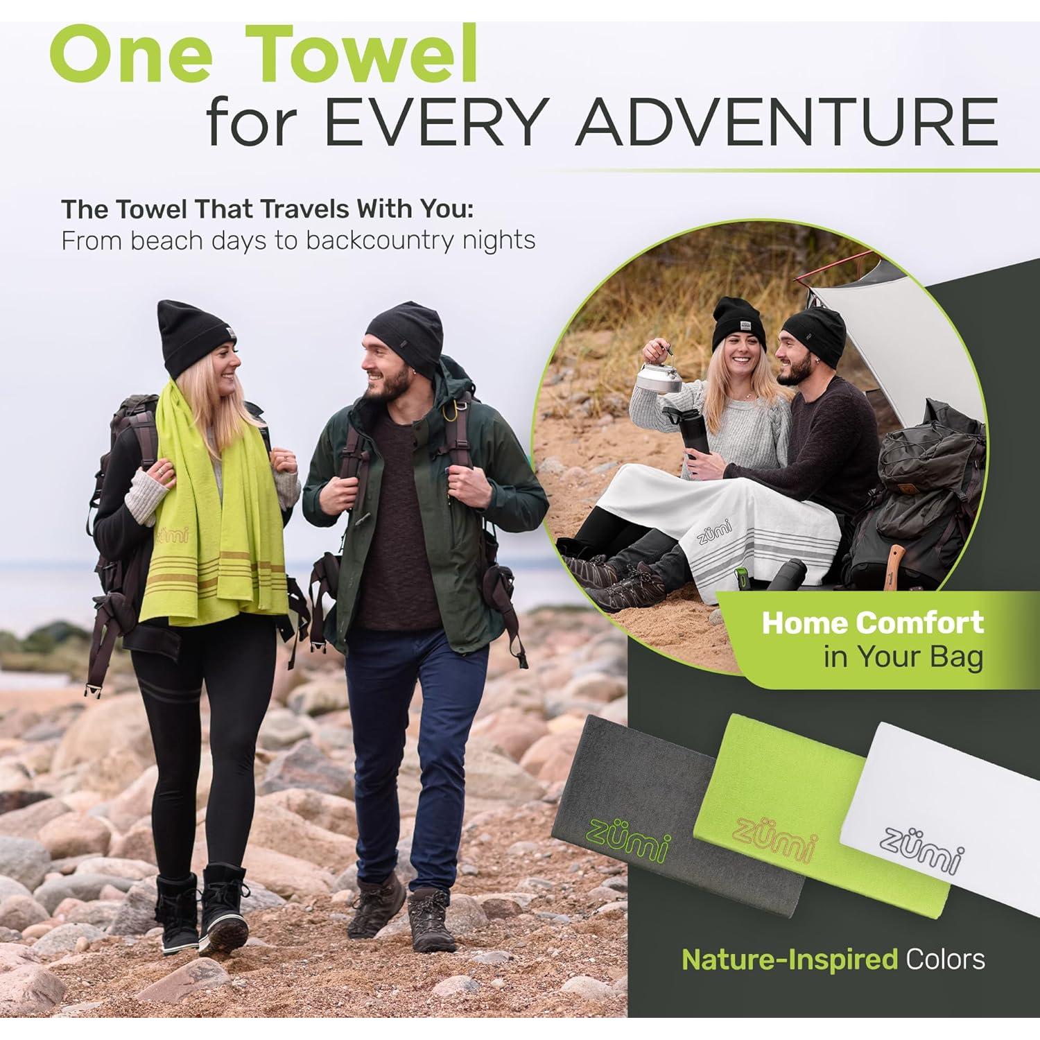 Toalla de Viaje Zumi 100% Algodón Verde Grande Secado Rápido
