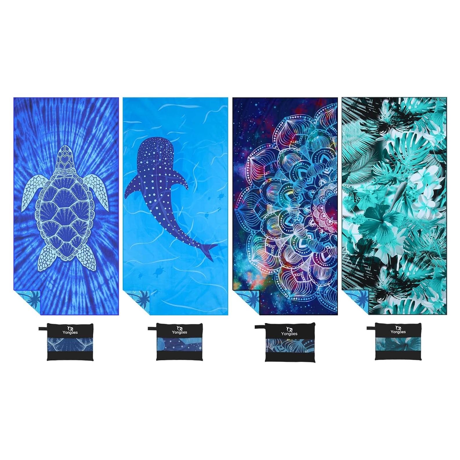 Toallas de Playa Microfibra Yongoes 4 Piezas 81x180 cm Secado Rápido