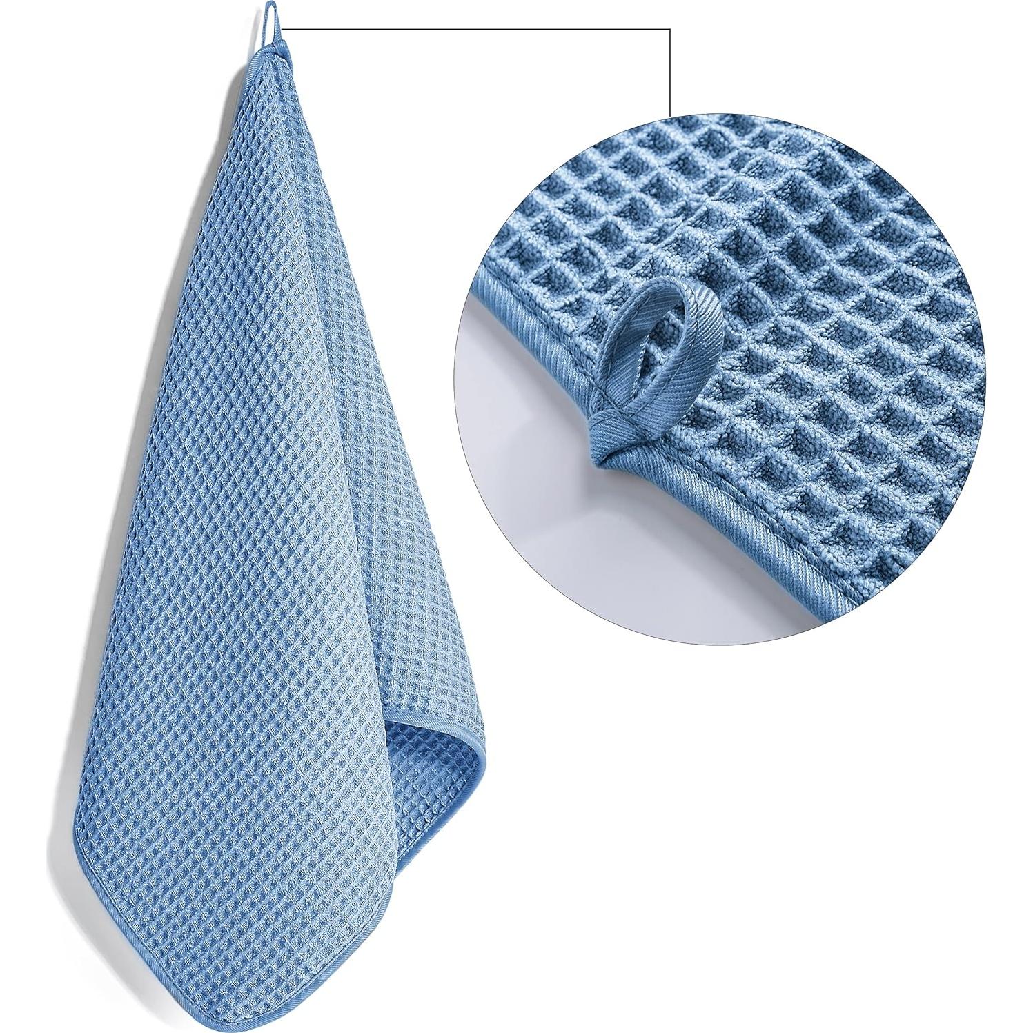 Toalla de Mano Microfibra POLYTE Waffle 4 Unidades 40x76 cm Azul