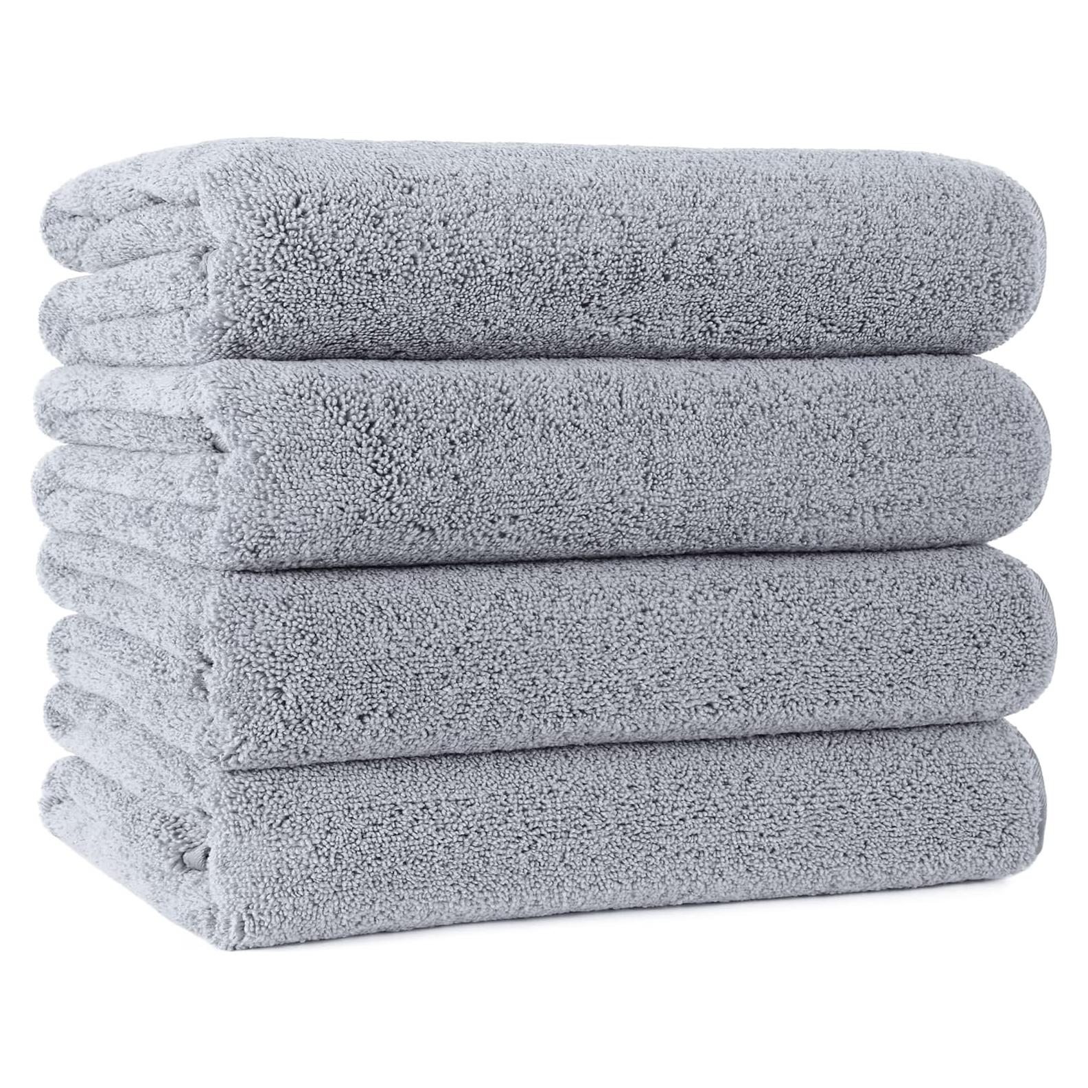 Toalla de baño de microfibra POLYTE gris 4 unidades 144.8x76.2 cm