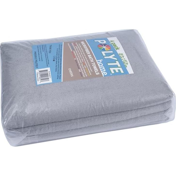 Toalla de baño de microfibra POLYTE gris 4 unidades 144.8x76.2 cm