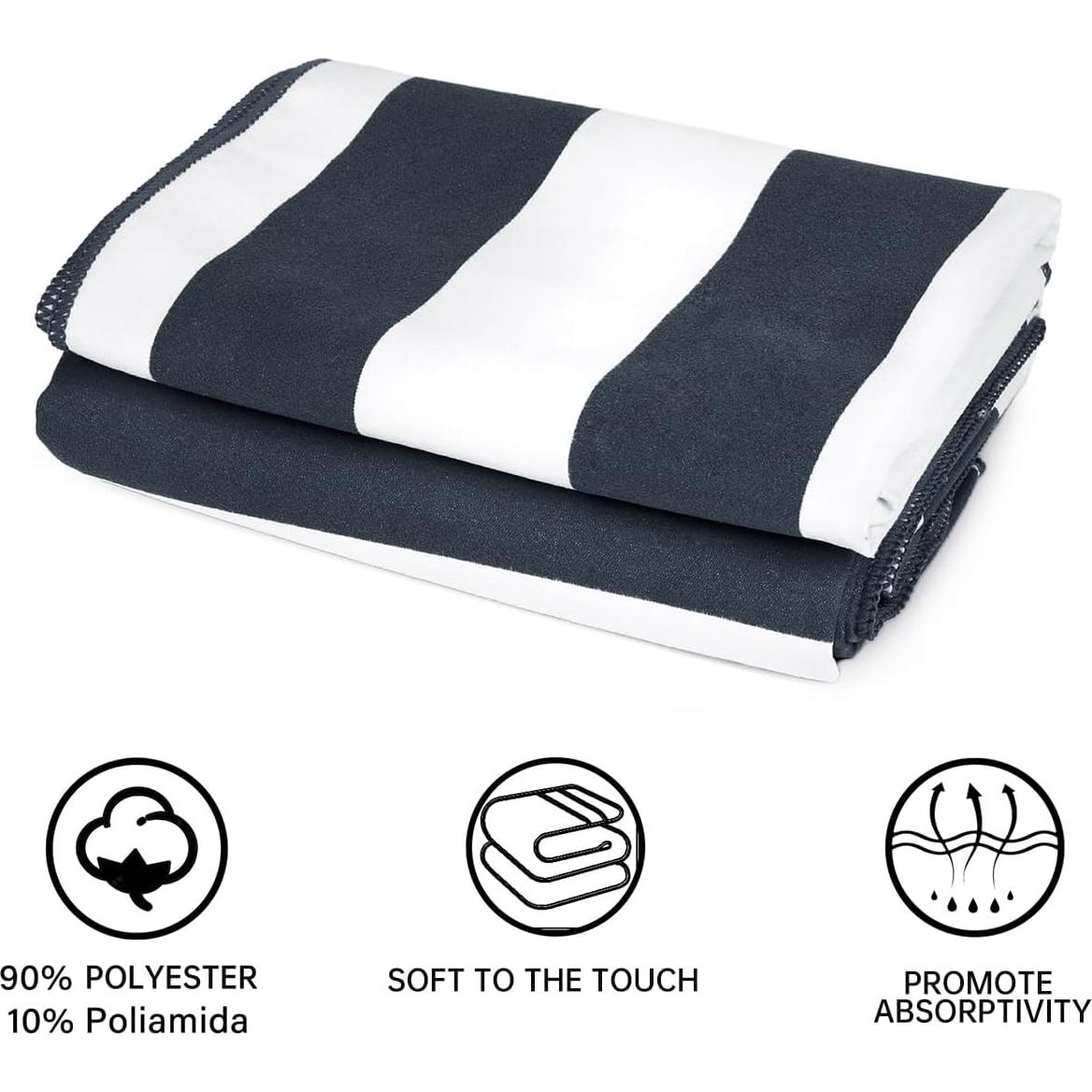 Juego de 2 Toallas de Playa Microfibra LxjNkers 160x80cm y 80x40cm