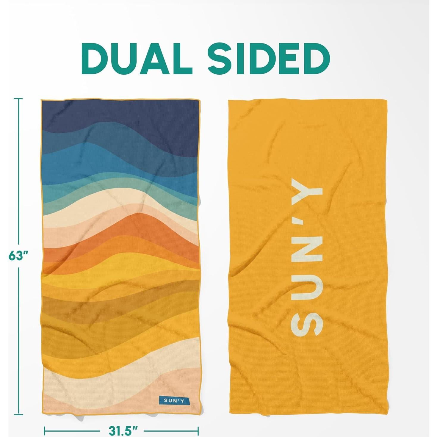 Toalla de Playa Microfibra SUN'Y 160x80 cm - Sin Arena, Secado Rápido