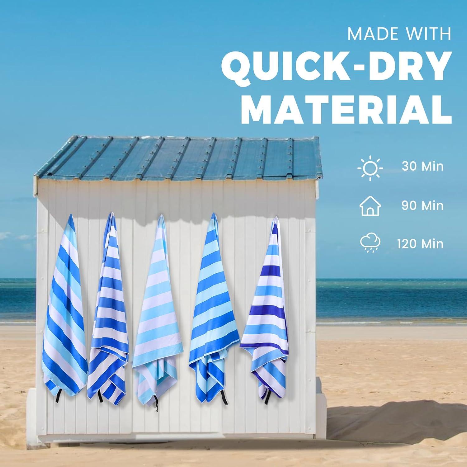 Toalla de Playa Microfibra DFFGGD 180x99 cm Azul Rayas