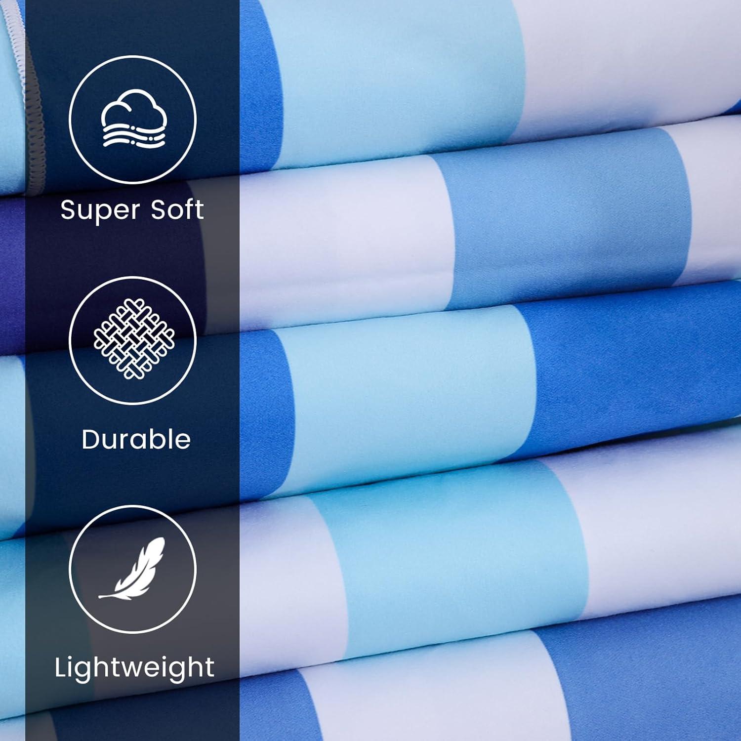 Toalla de Playa Microfibra DFFGGD 180x99 cm Azul Rayas