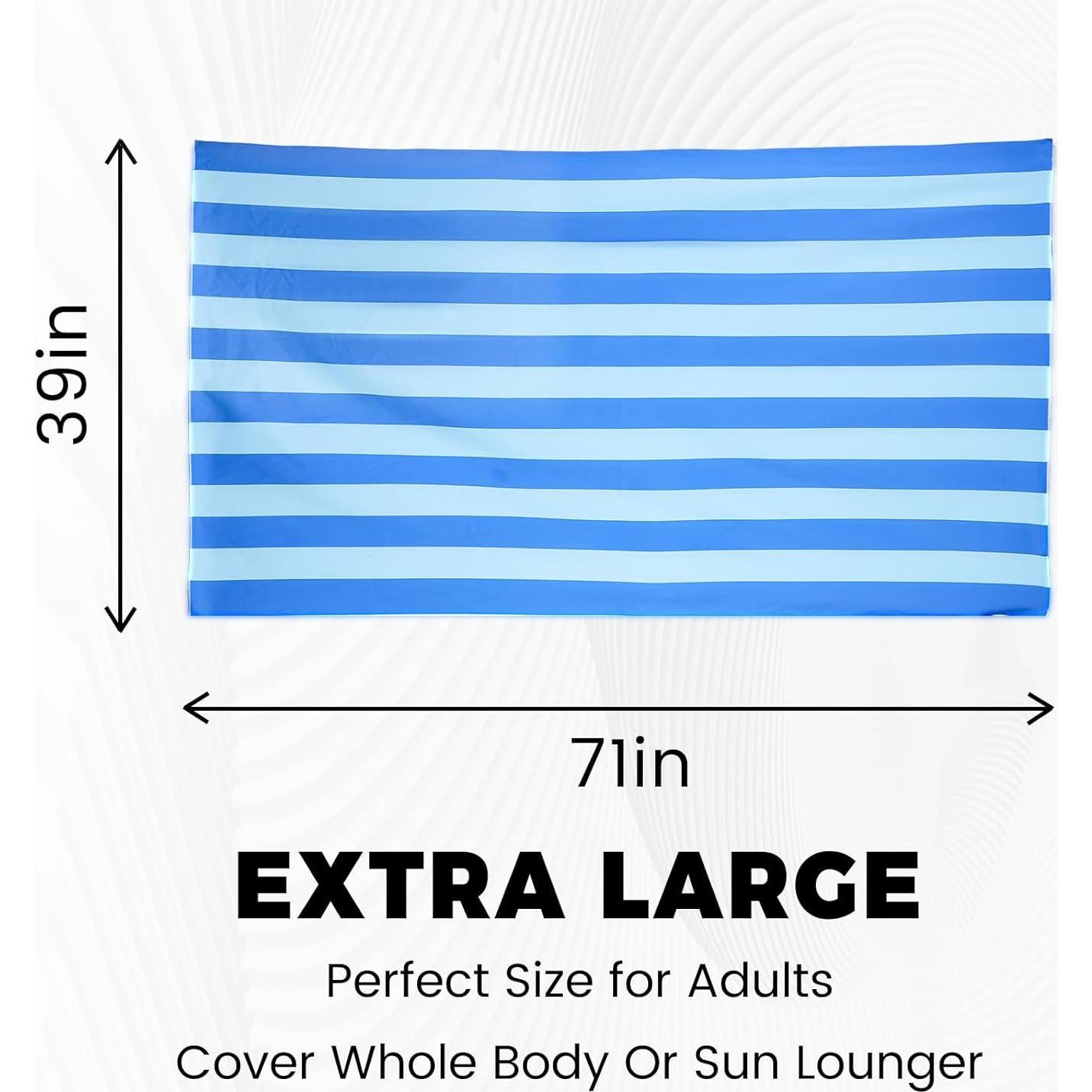 Toalla de Playa Microfibra DFFGGD 180x99 cm Azul Rayas