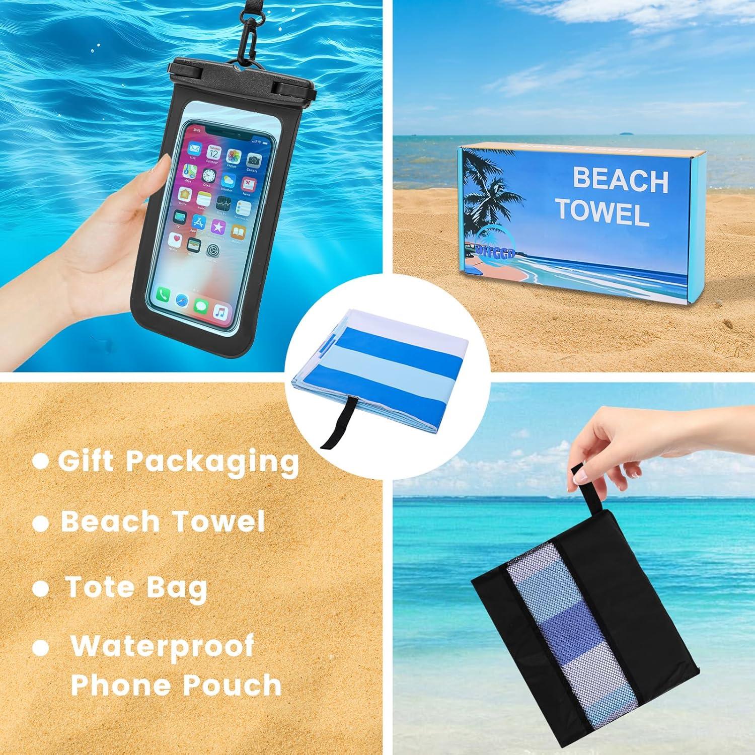 Toalla de Playa Microfibra DFFGGD 180x99 cm Azul Rayas