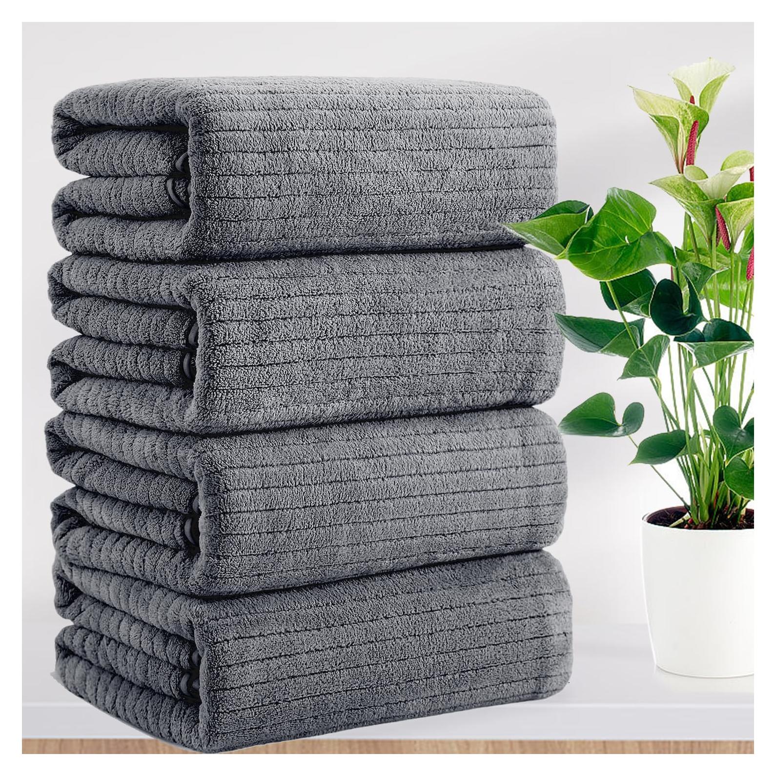 Juego de Toallas de Baño Extra Grande Mistyrose 4 Piezas Gris 89x178cm