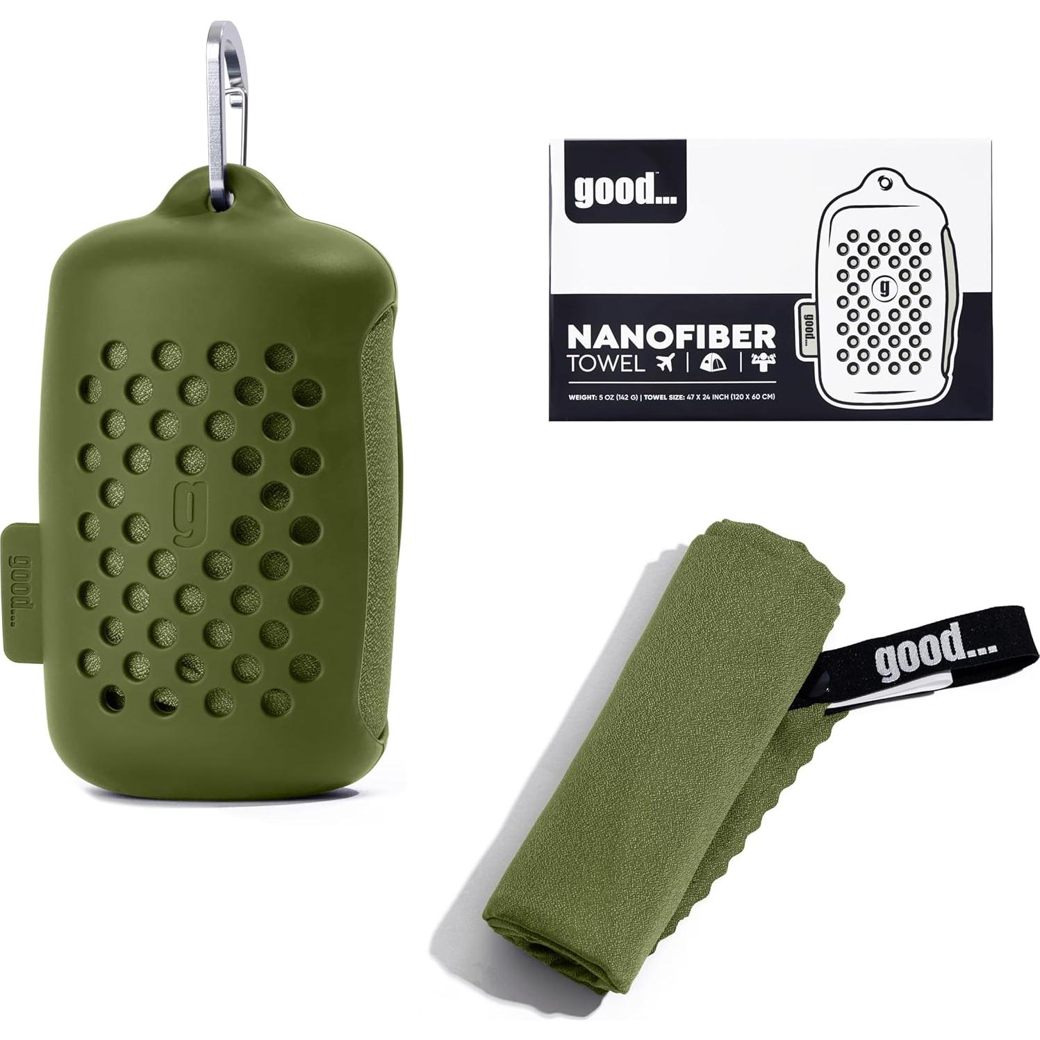 Toalla de Secado Rápido Goody de Nanofibra Verde Militar 119x61cm