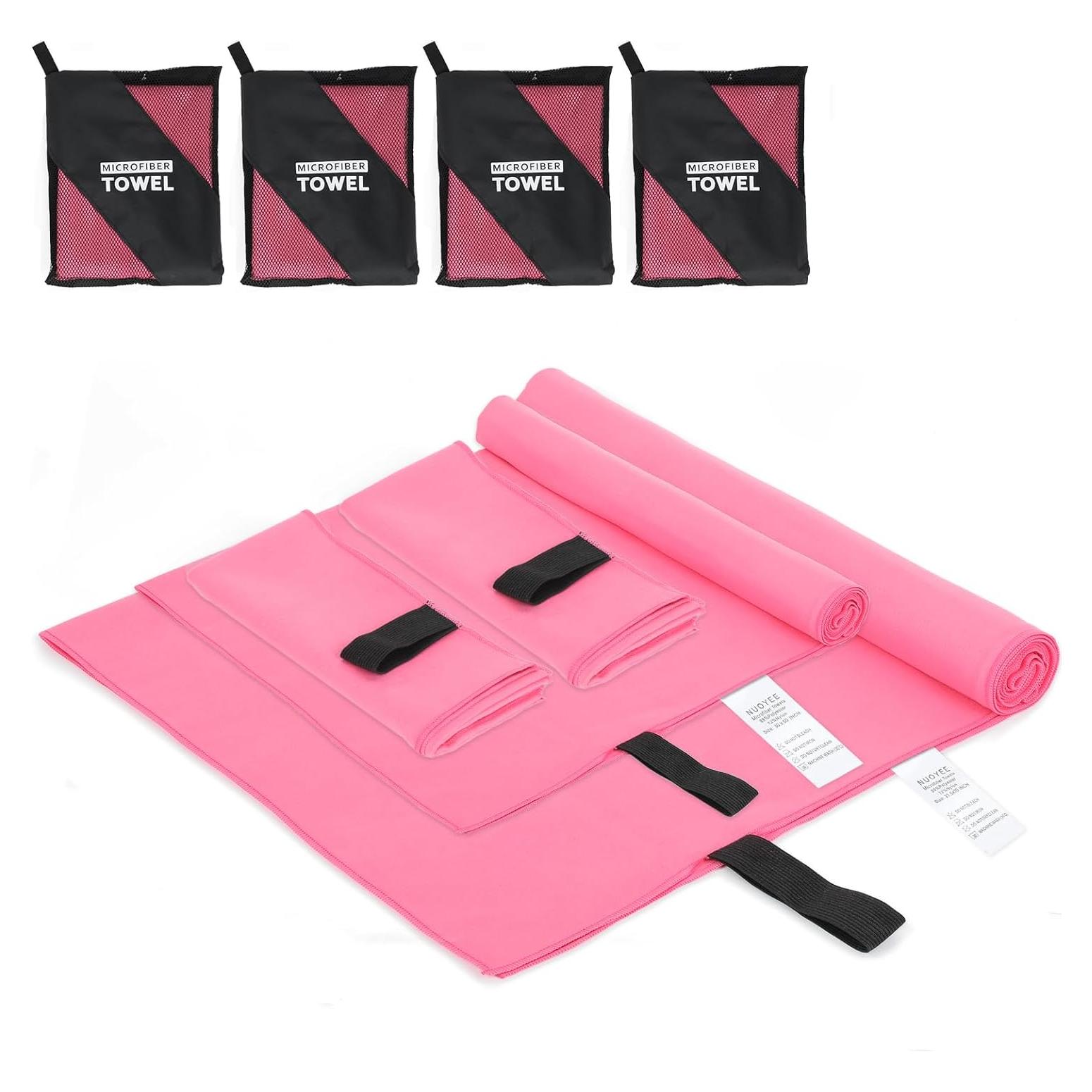 Juego de Toallas de Camping NUOYEE 4 Piezas Microfibra Secado Rápido